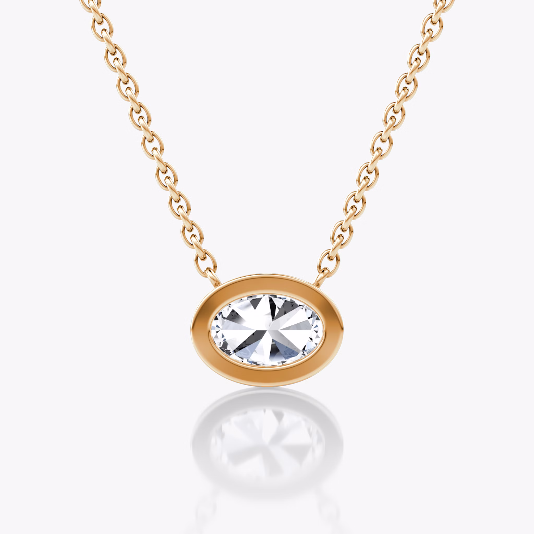 Bezel Solitaire Necklace | Oval | 14k | Rose Gold | caratWeight: 0.50ct