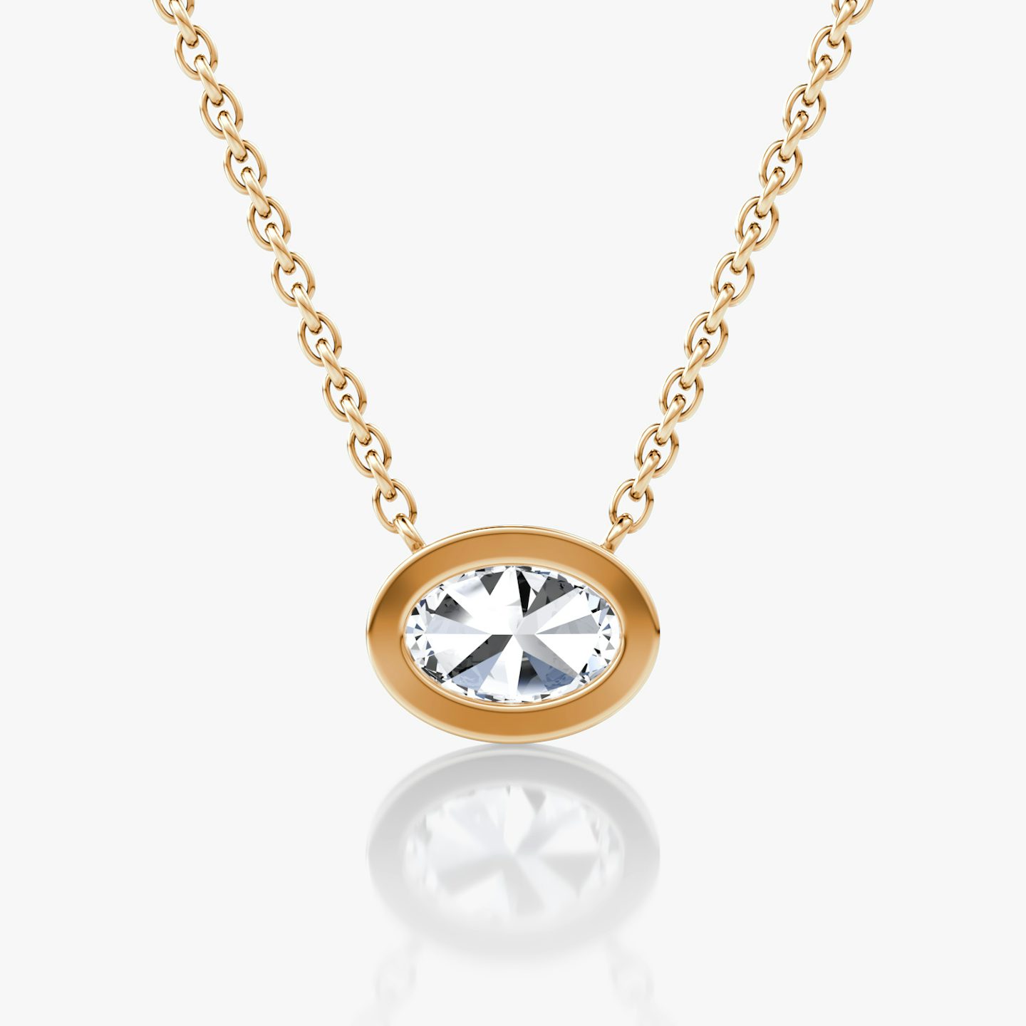 Bezel Solitär Halskette | Oval | 14k | Roségold | caratWeight: 0.50ct