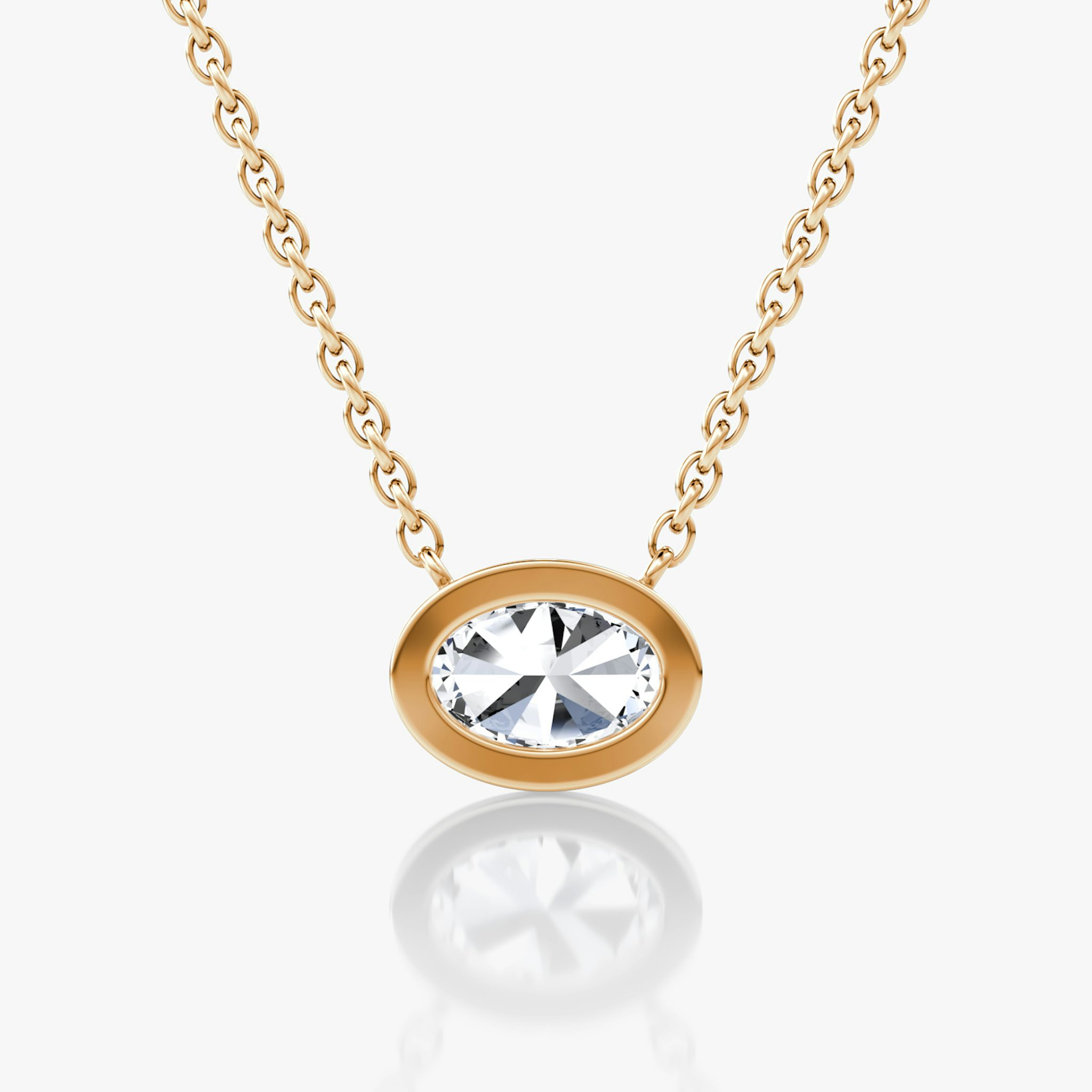 Bezel Solitaire Necklace | Oval | 14k | Rose Gold | caratWeight: 0.50ct