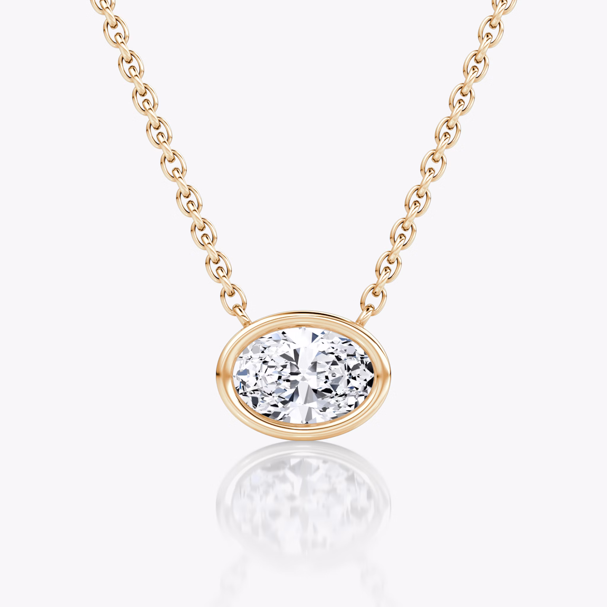 Bezel Solitaire Necklace | Oval | 14k | Rose Gold | caratWeight: 0.50ct