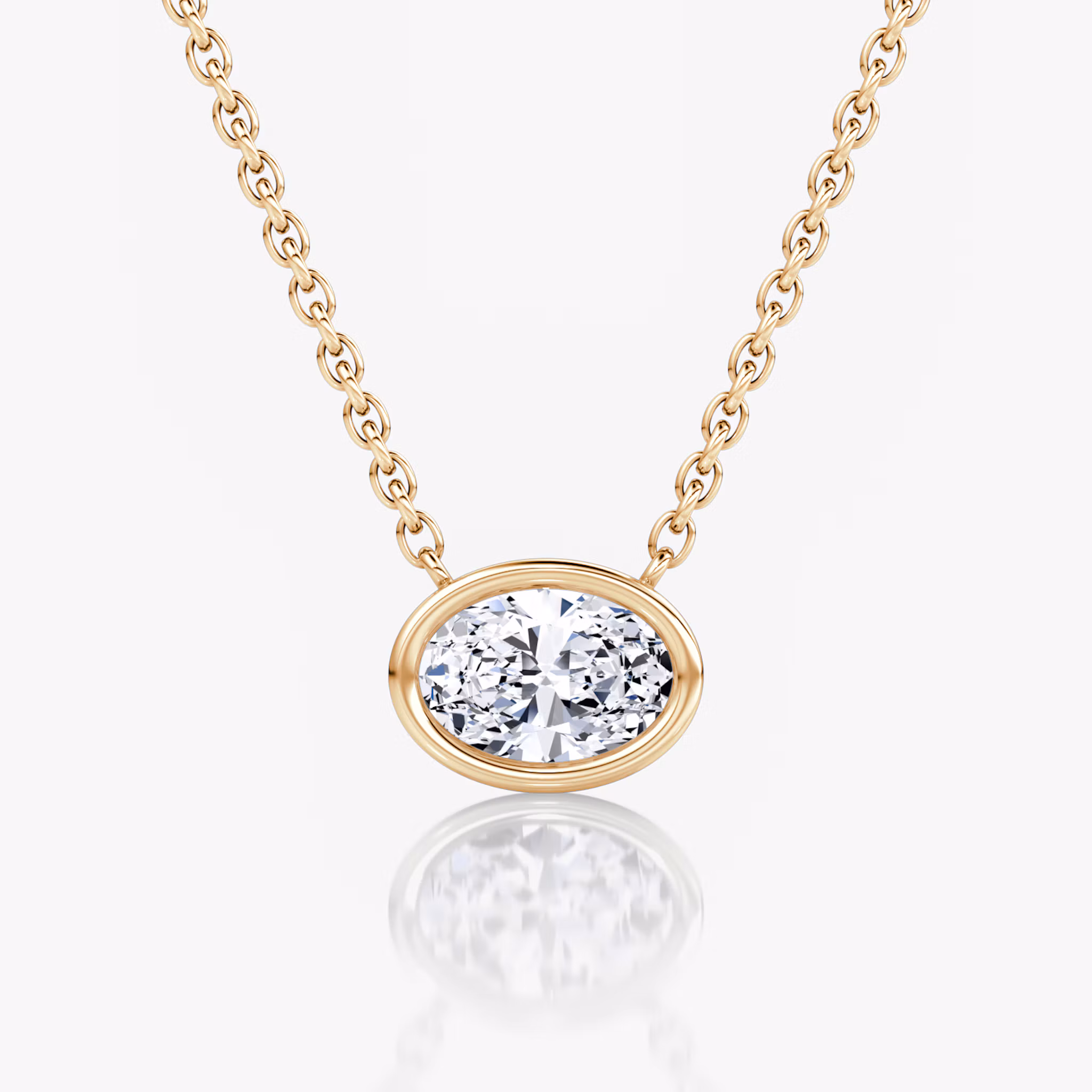 Bezel Solitaire Necklace Oval | Rose Gold