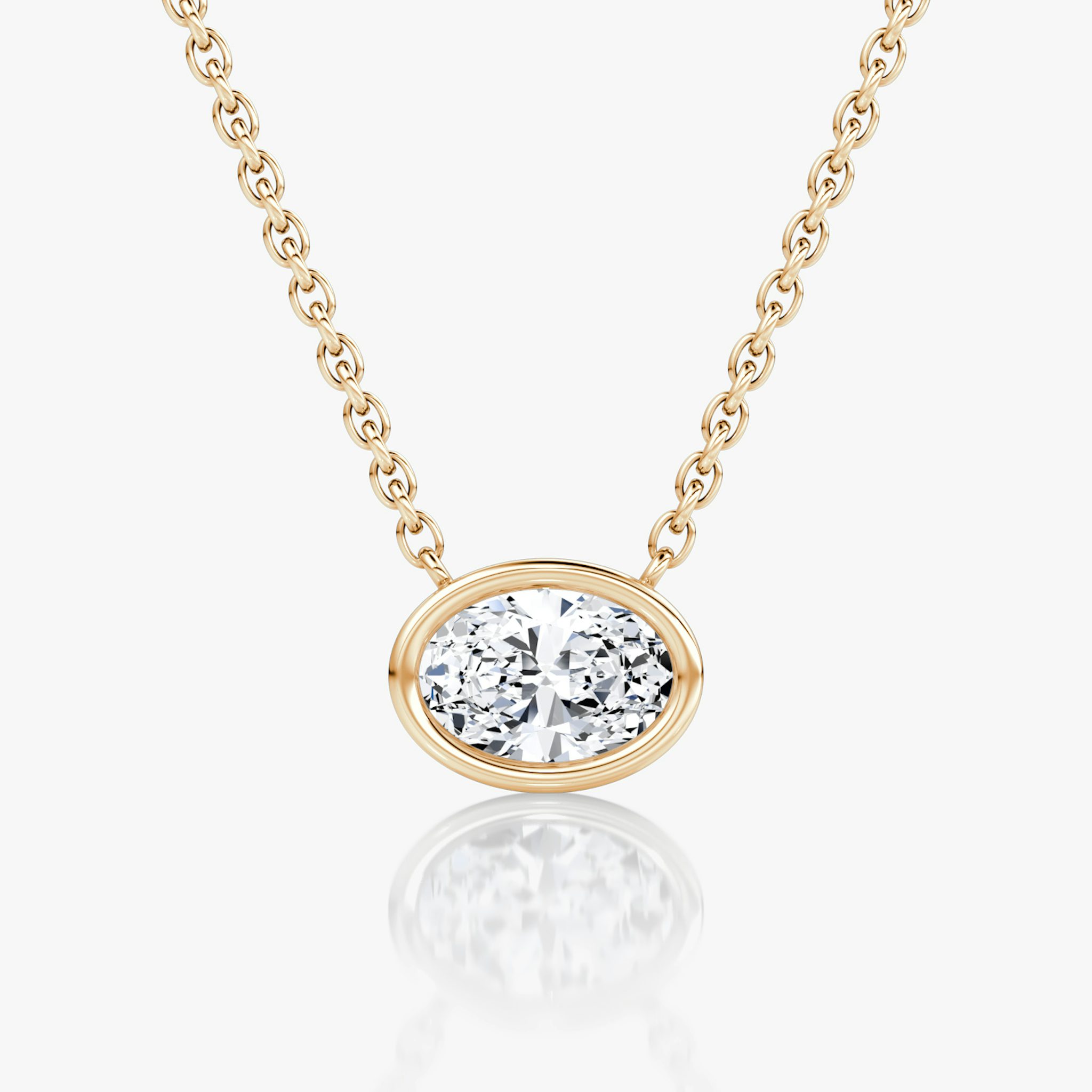 Bezel Solitaire Necklace | Oval | 14k | Rose Gold | caratWeight: 0.50ct