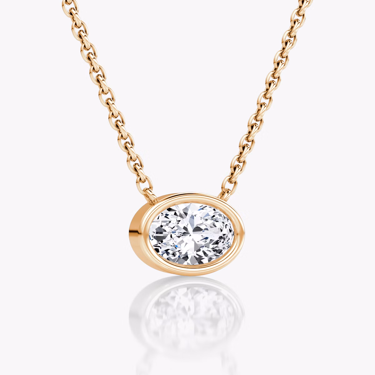 Bezel Solitaire Necklace | Oval | 14k | Rose Gold | caratWeight: 0.50ct
