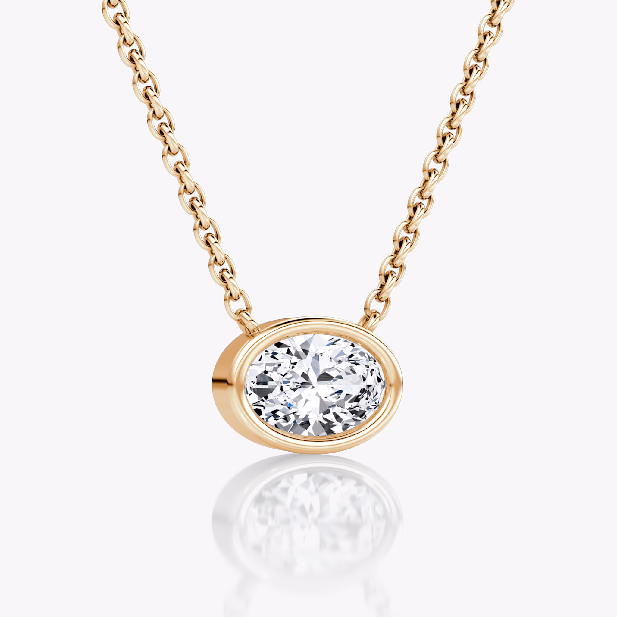 Bezel Solitaire Necklace | Oval | 14k | Rose Gold | caratWeight: 0.50ct