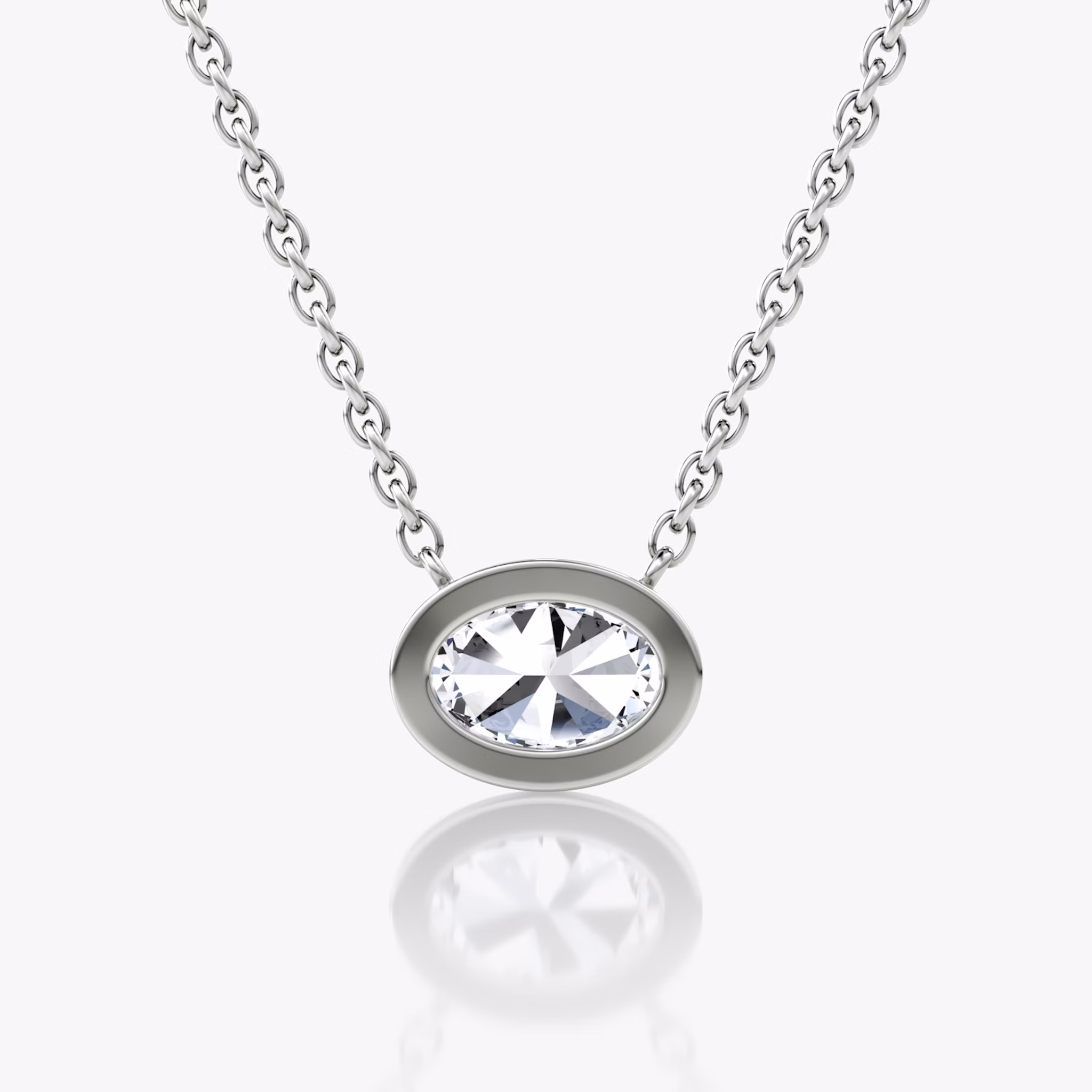 Bezel Solitaire Necklace | Oval | 14k | White Gold | caratWeight: 0.50ct