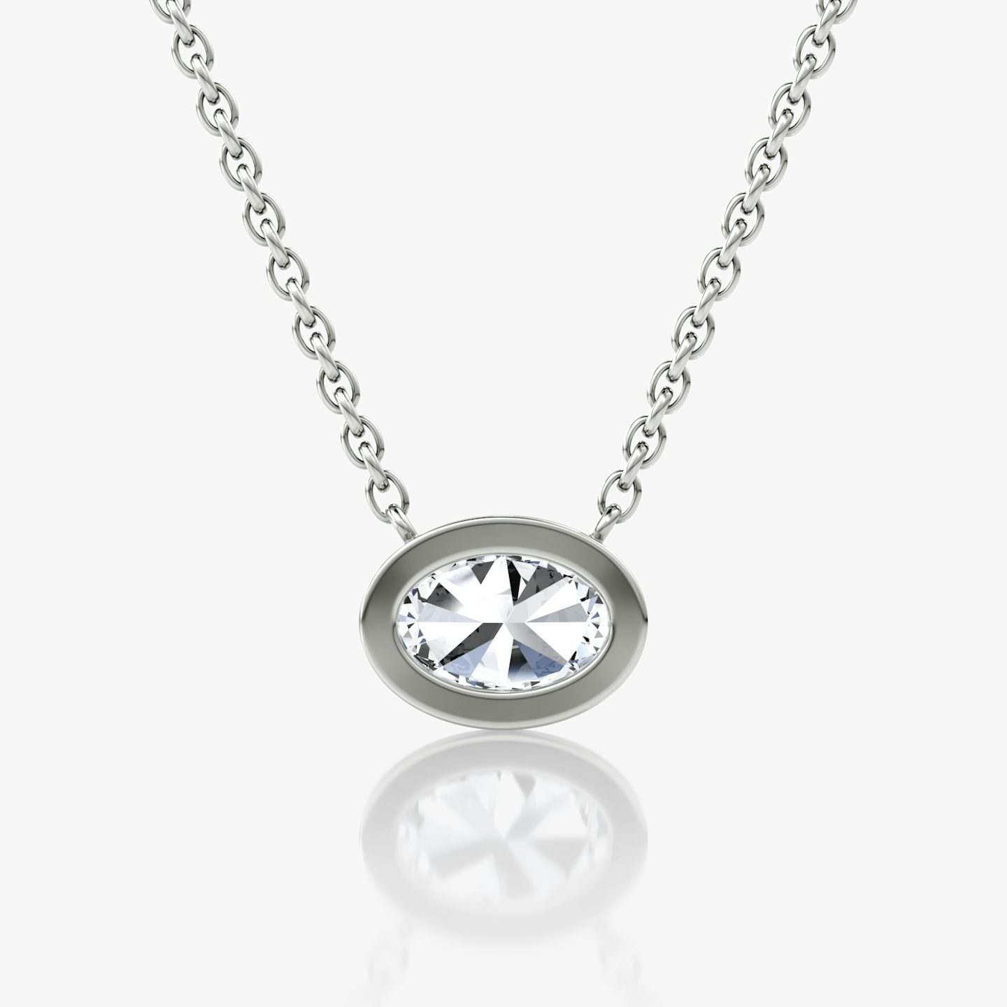 Bezel Solitaire Necklace | Oval | 14k | White Gold | caratWeight: 0.50ct