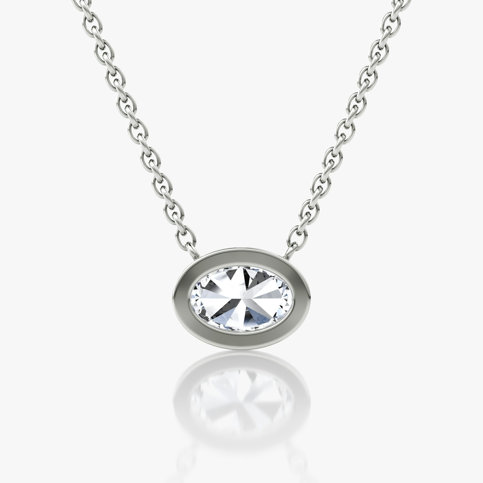 Bezel Solitaire Necklace | Oval | 14k | White Gold | caratWeight: 0.50ct