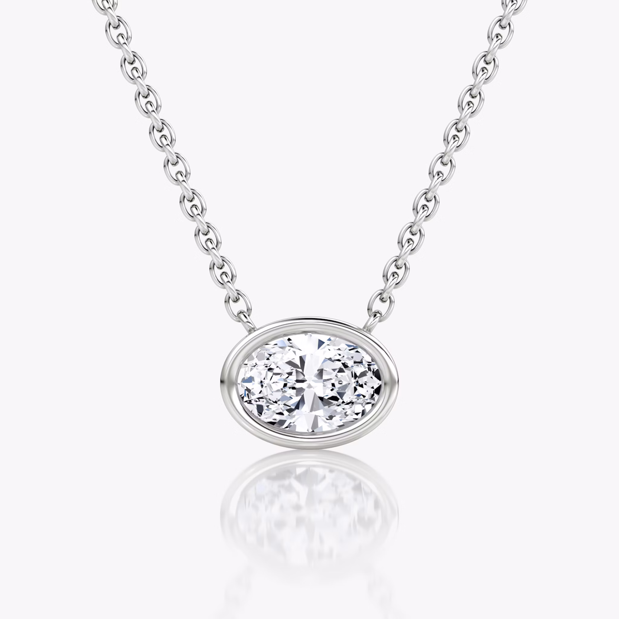 Bezel Solitaire Necklace | Oval | 14k | White Gold | caratWeight: 0.50ct