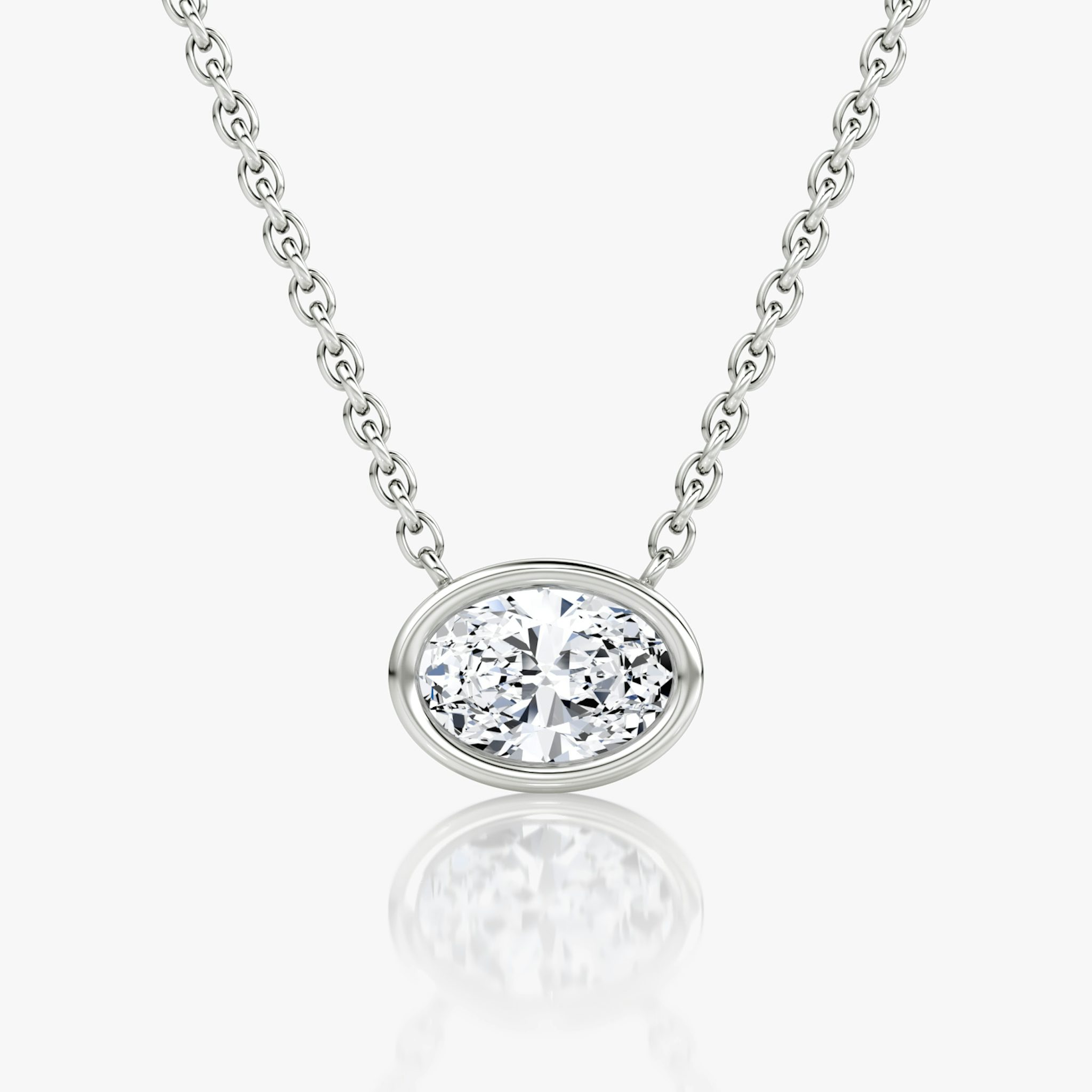Bezel Solitaire Necklace | Oval | 14k | White Gold | caratWeight: 0.50ct