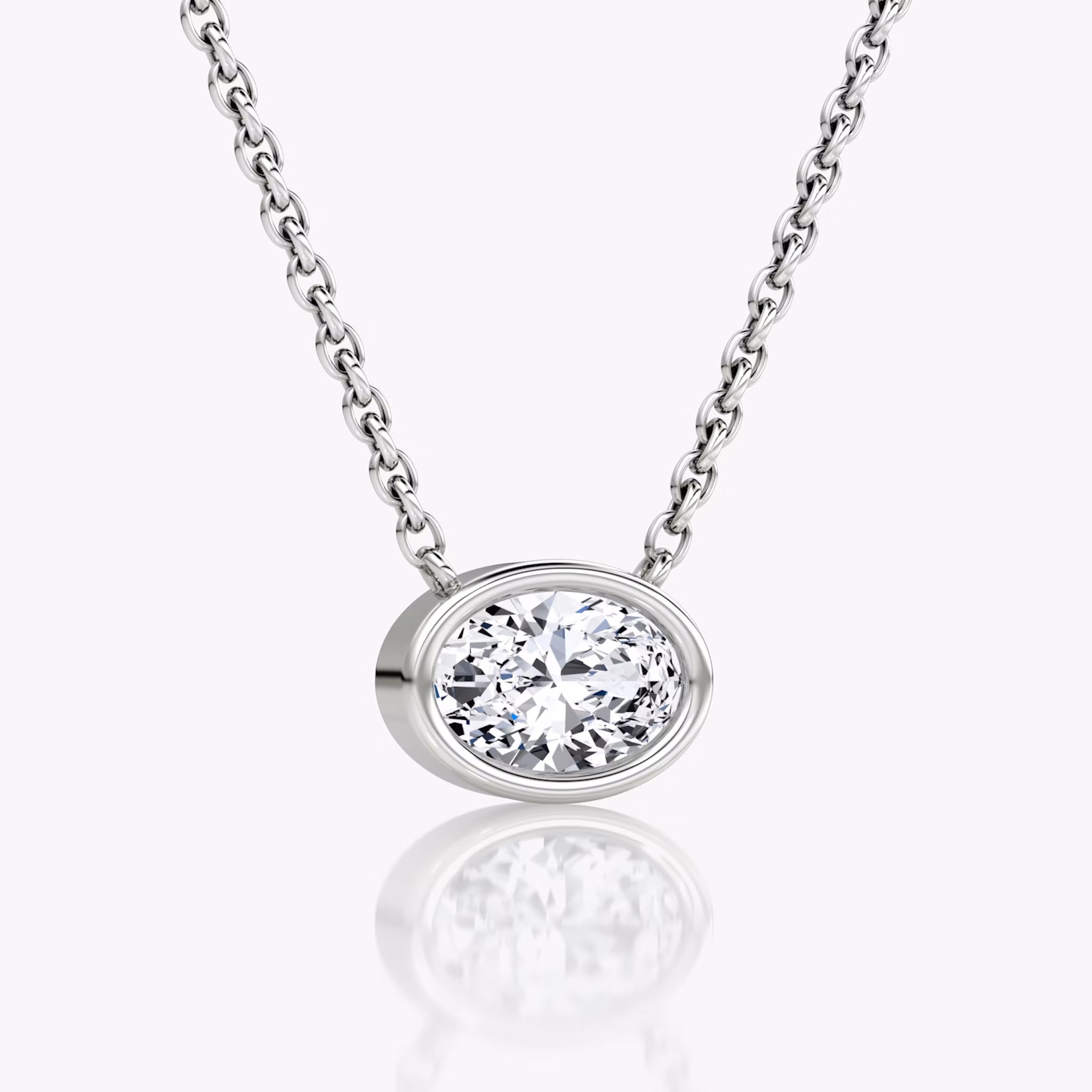 Bezel Solitaire Necklace | Oval | 14k | White Gold | caratWeight: 0.50ct