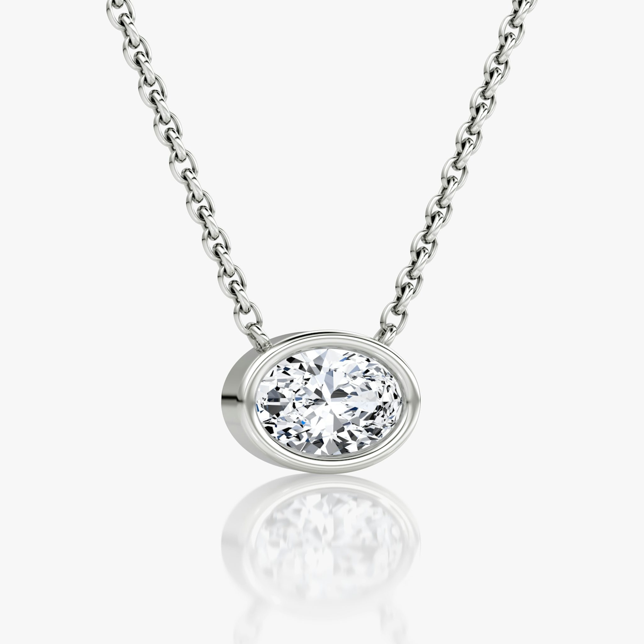 Bezel Solitaire Necklace | Oval | 14k | White Gold | caratWeight: 0.50ct