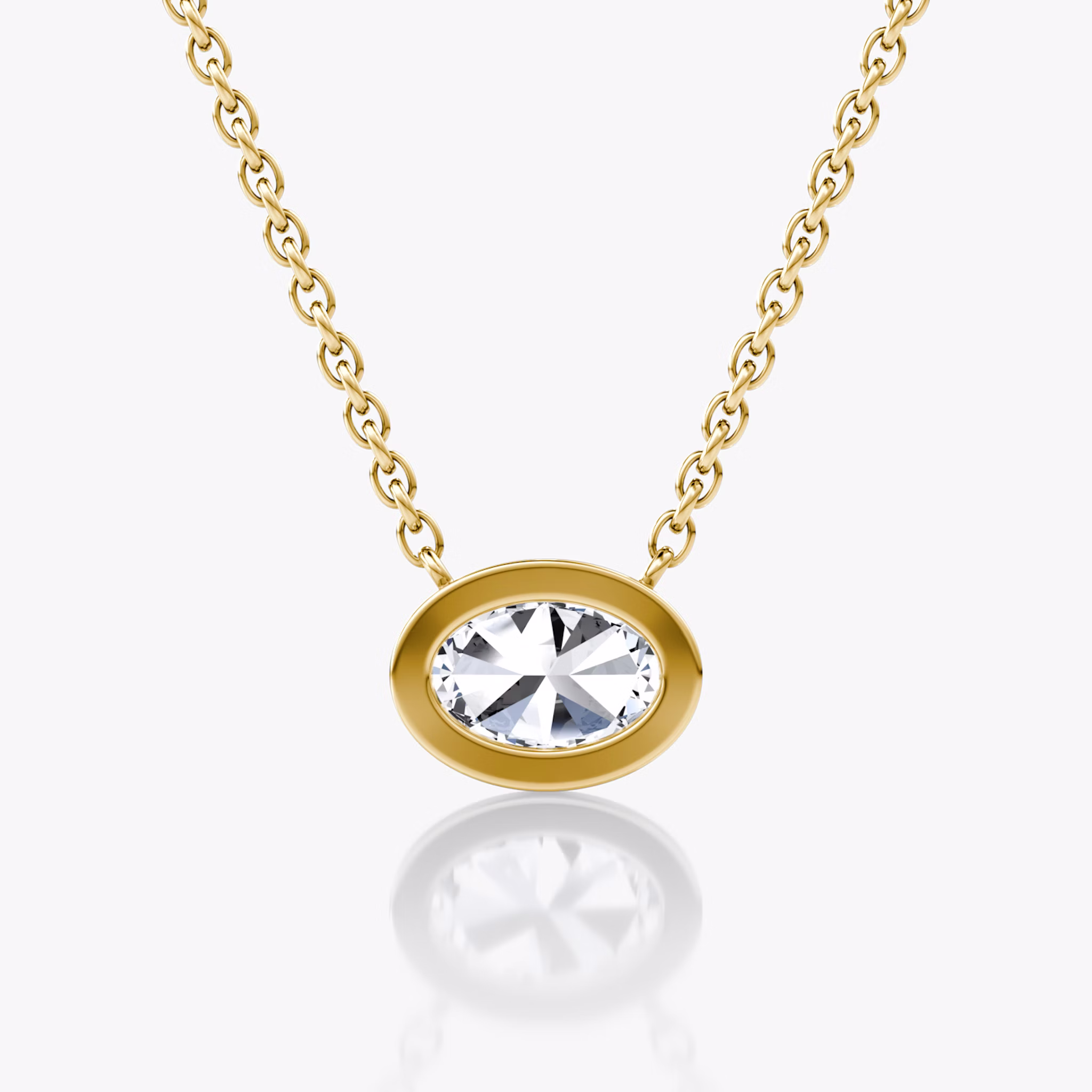 Bezel Solitaire Necklace | Oval | 14k | Yellow Gold | caratWeight: 0.50ct