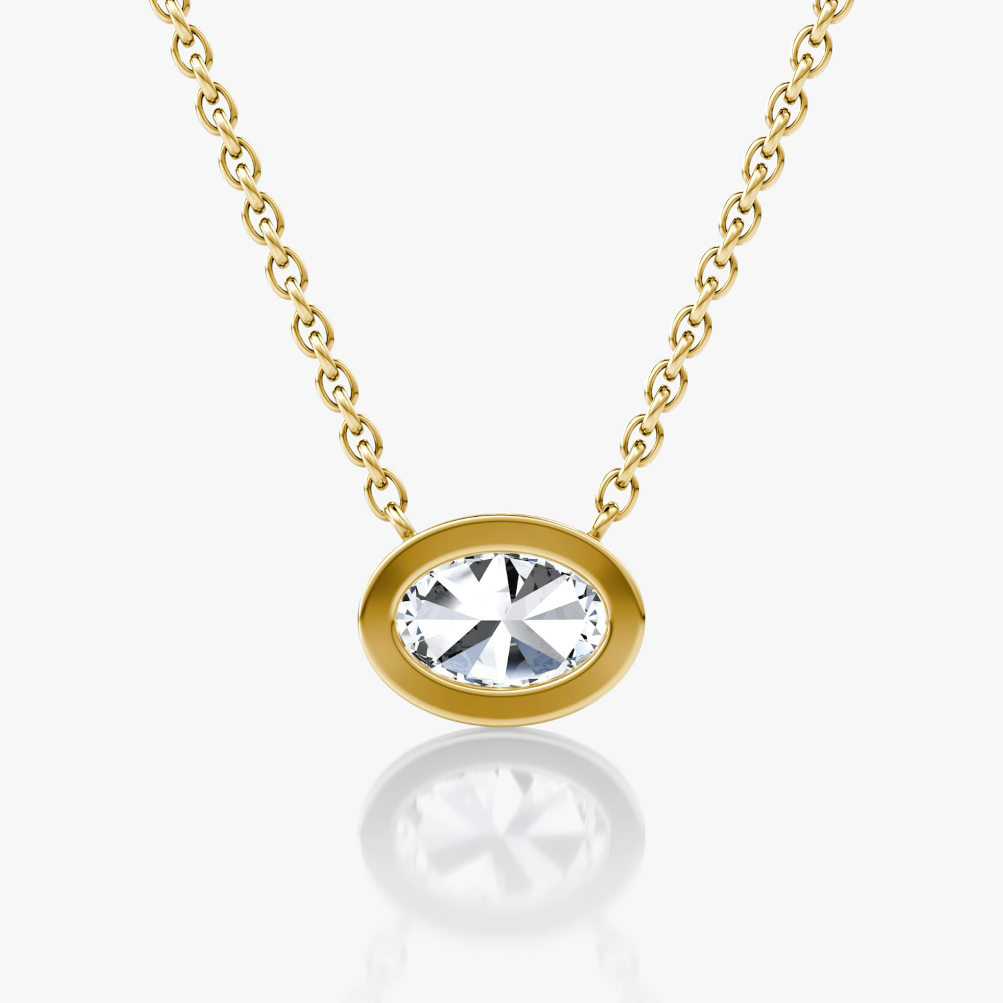 Bezel Solitaire Necklace | Oval | 14k | Yellow Gold | caratWeight: 0.50ct