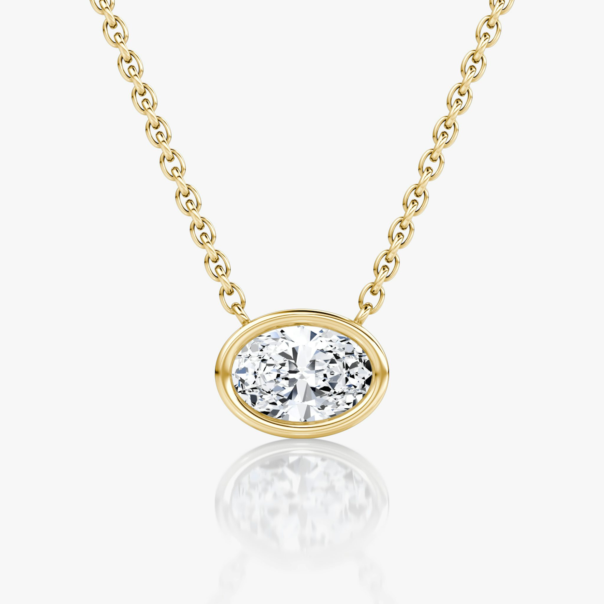 Bezel Solitaire Necklace | Oval | 14k | Yellow Gold | caratWeight: 0.50ct