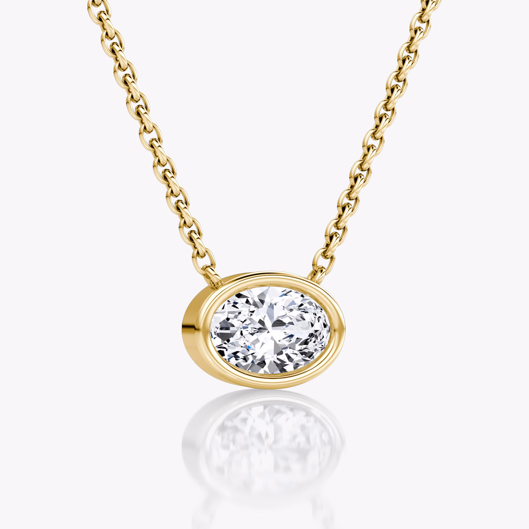 Bezel Solitaire Necklace | Oval | 14k | Yellow Gold | caratWeight: 0.50ct