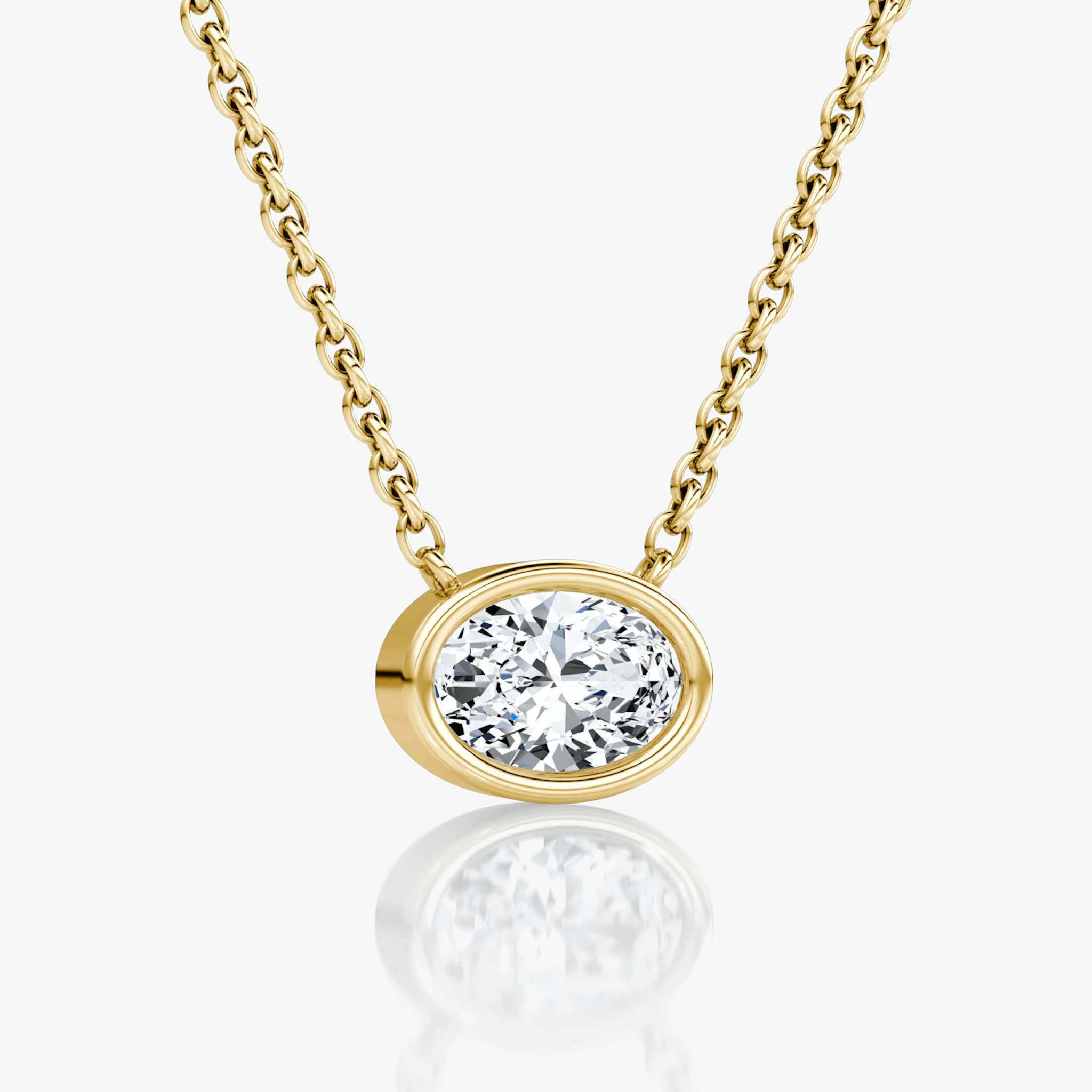 Bezel Solitaire Necklace | Oval | 14k | Yellow Gold | caratWeight: 0.50ct