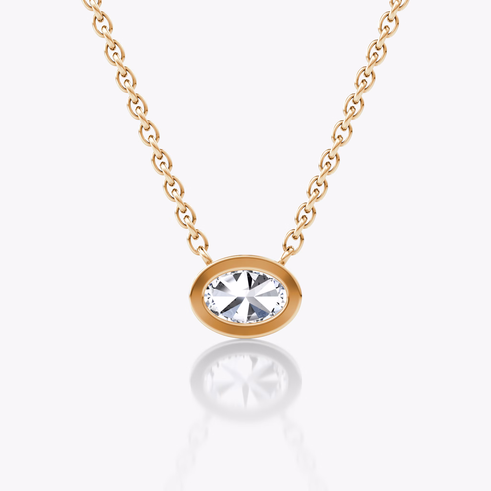 Bezel Solitaire Necklace | Oval | 14k | Rose Gold | caratWeight: 0.25ct