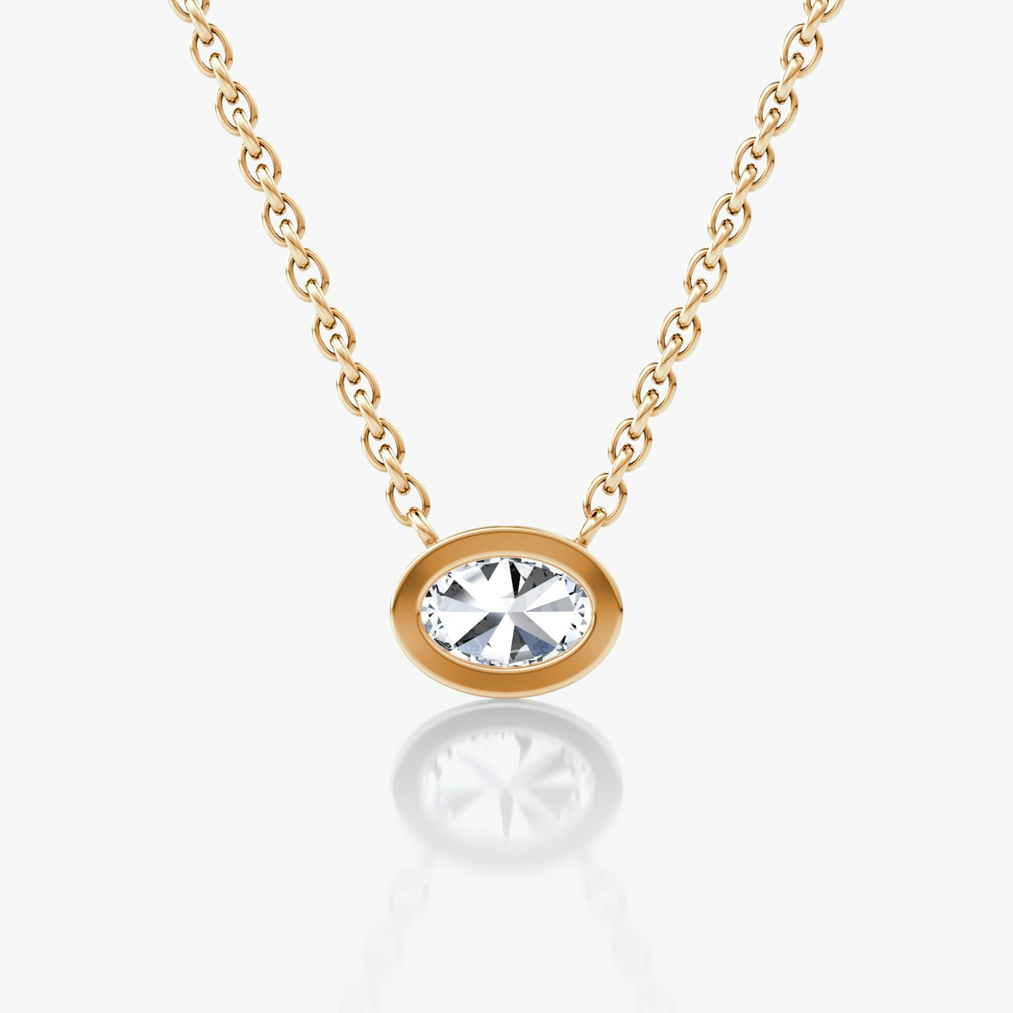 Bezel Solitär Halskette | Oval | 14k | Roségold | caratWeight: 0.25ct