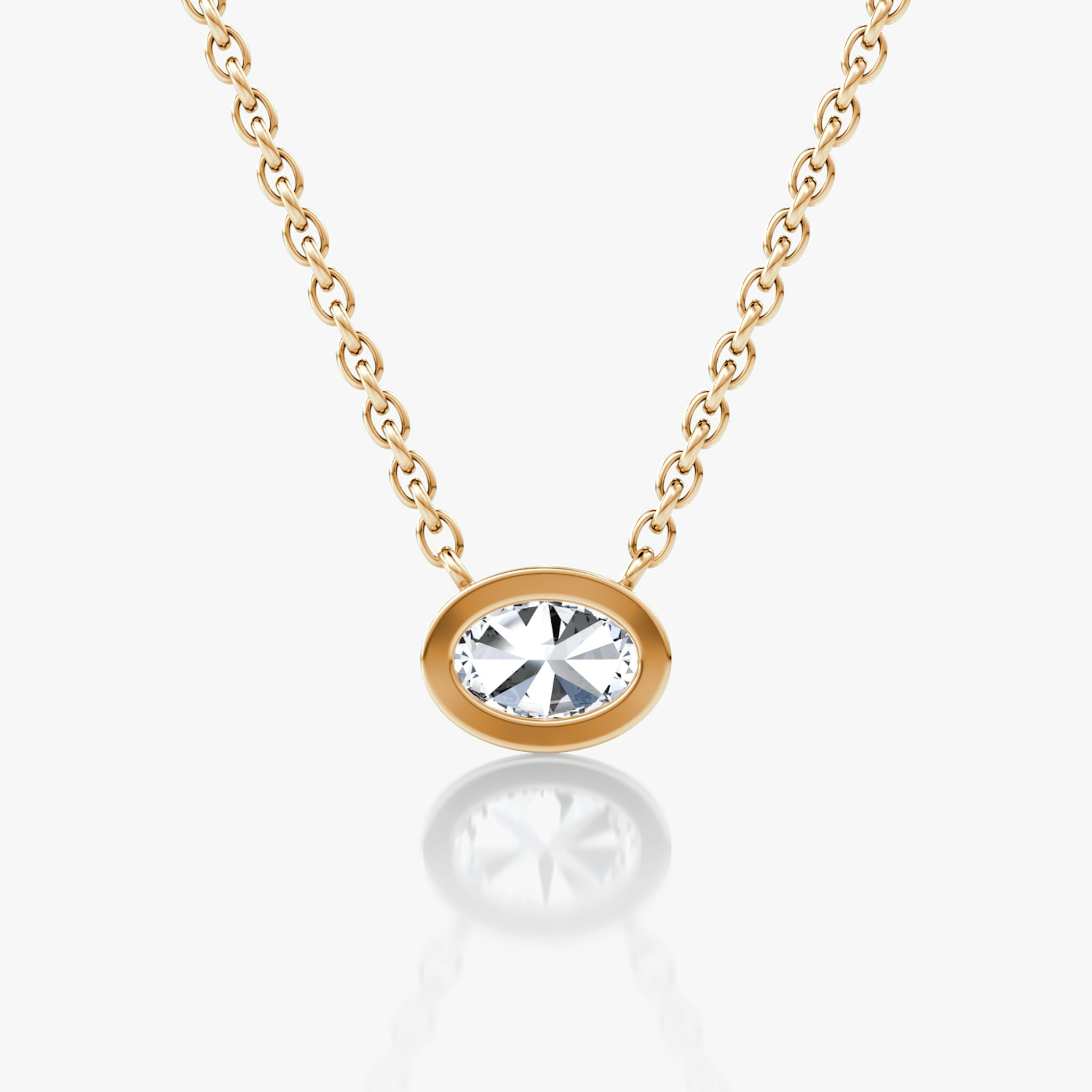 Bezel Solitaire Necklace | Oval | 14k | Rose Gold | caratWeight: 0.25ct