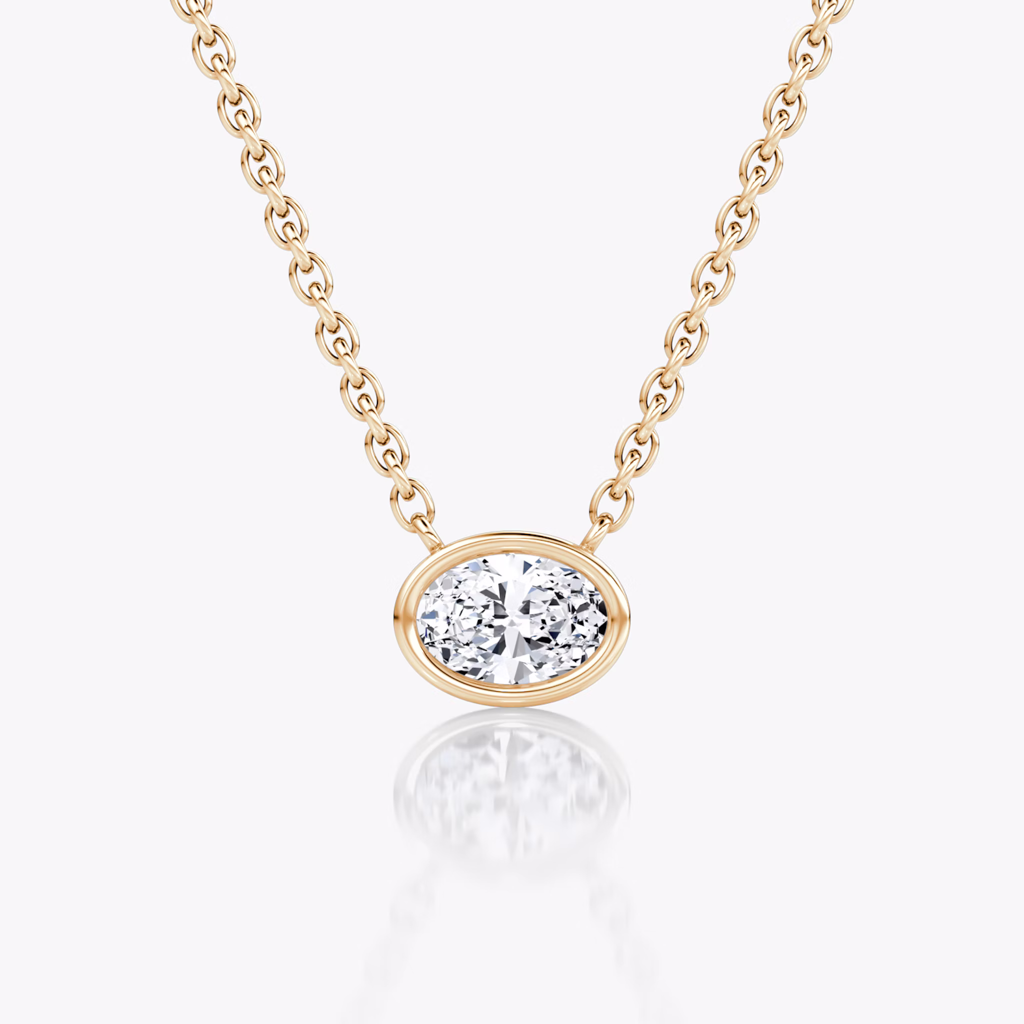Bezel Solitaire Necklace | Oval | 14k | Rose Gold | caratWeight: 0.25ct