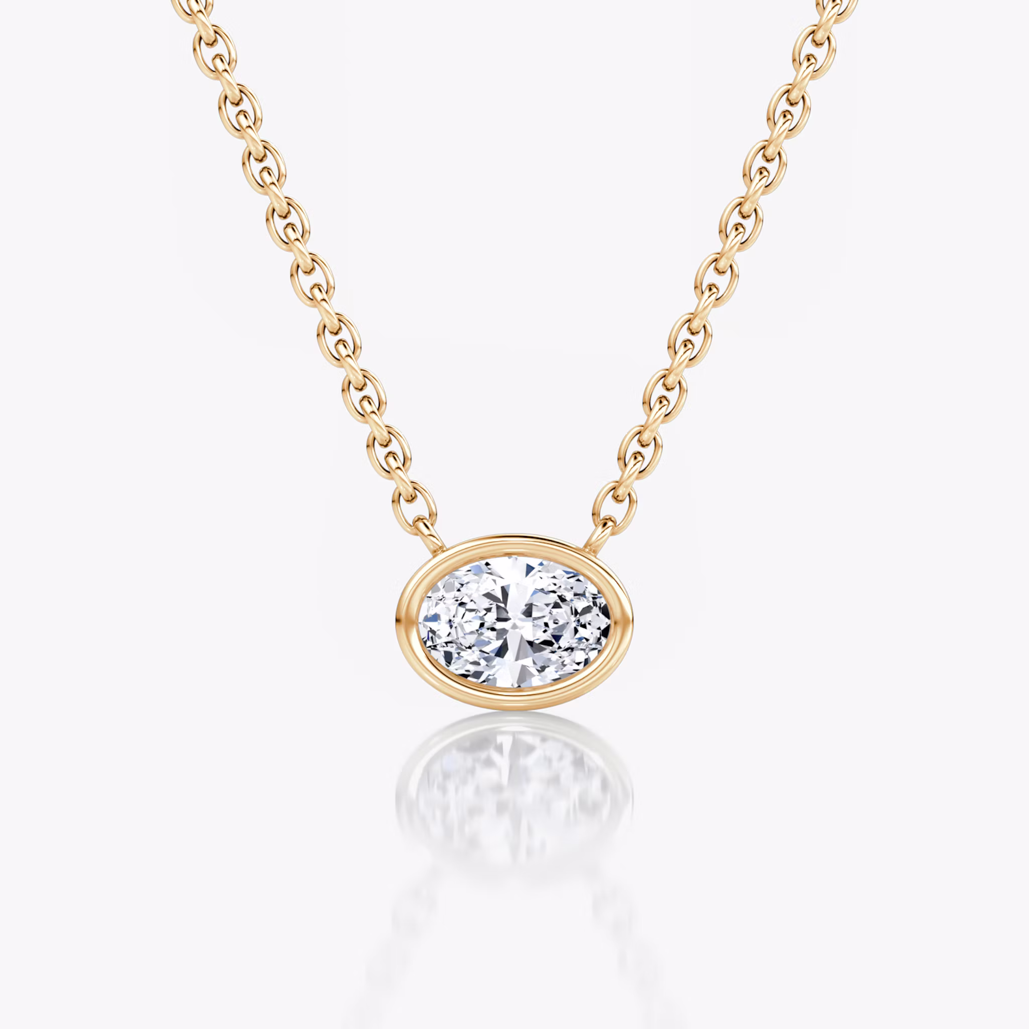 Bezel Solitaire Necklace Oval | Rose Gold