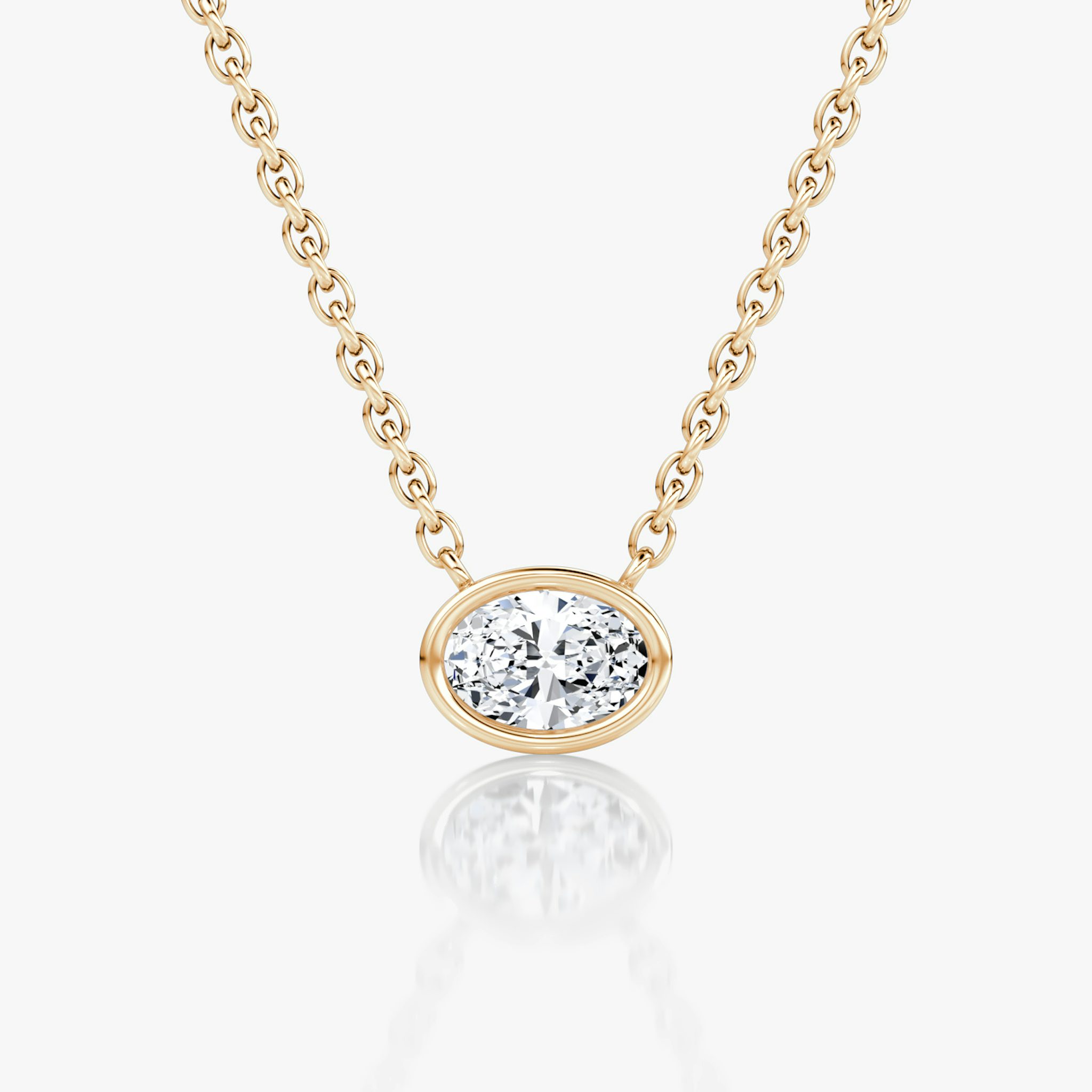 Bezel Solitaire Necklace | Oval | 14k | Rose Gold | caratWeight: 0.25ct