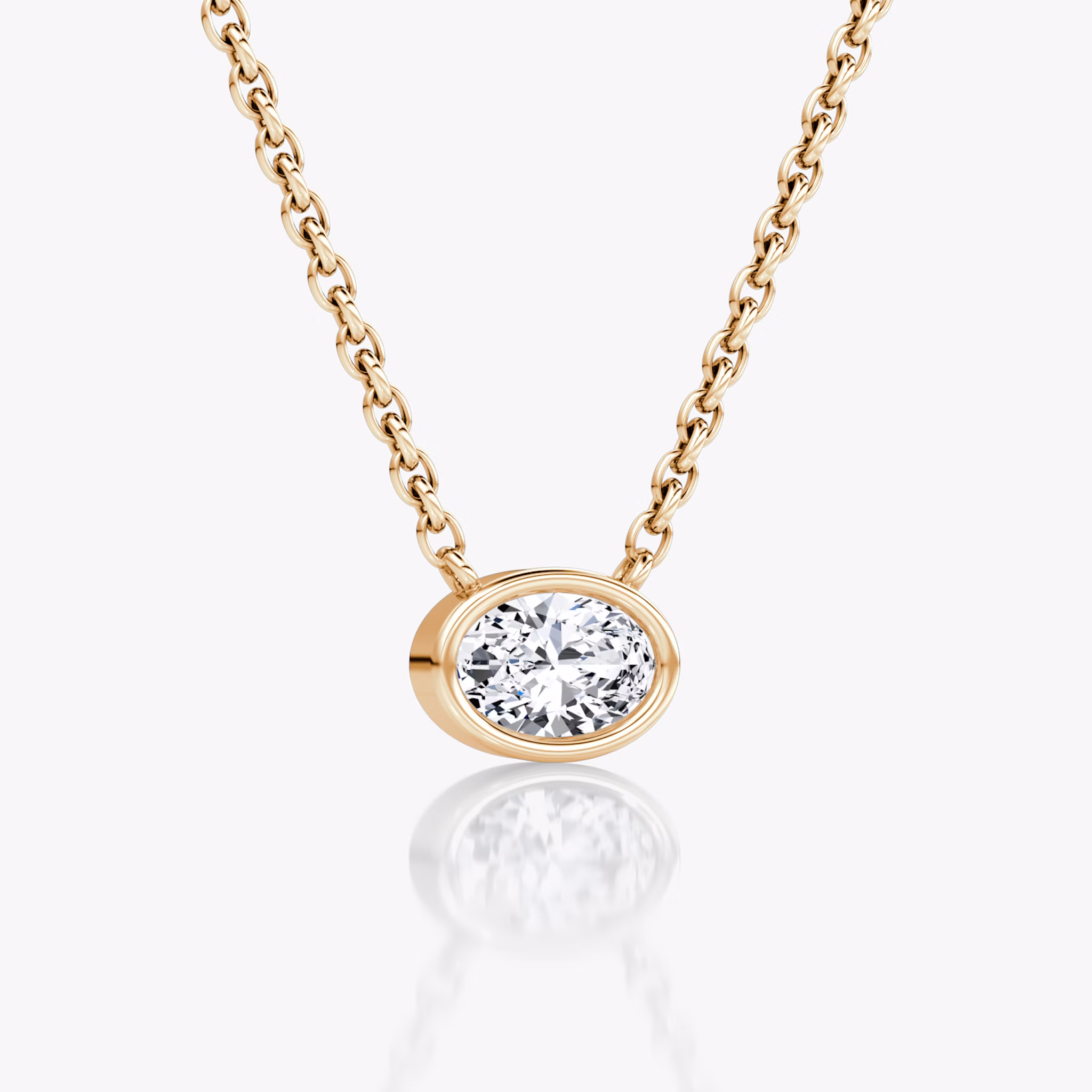 Bezel Solitaire Necklace | Oval | 14k | Rose Gold | caratWeight: 0.25ct