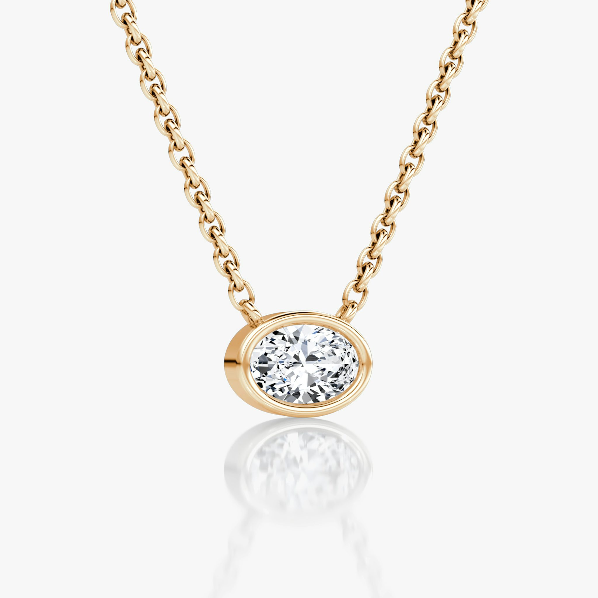 Bezel Solitaire Necklace | Oval | 14k | Rose Gold | caratWeight: 0.25ct