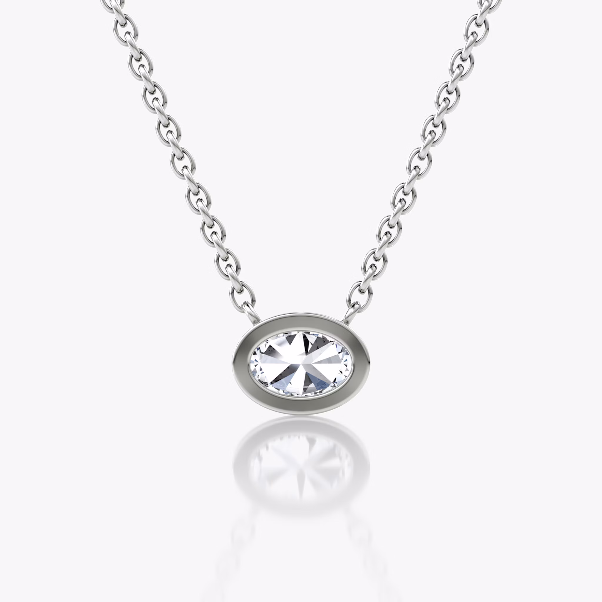 Bezel Solitaire Necklace | Oval | 14k | White Gold | caratWeight: 0.25ct
