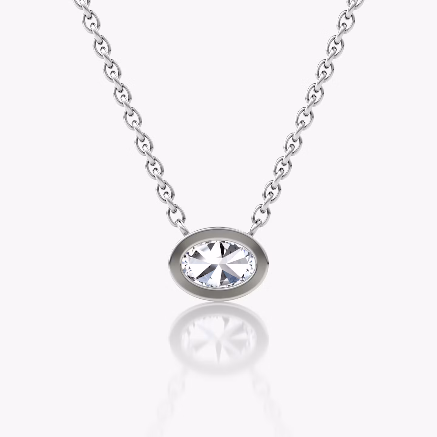 Bezel Solitaire Necklace | Oval | 14k | White Gold | caratWeight: 0.25ct