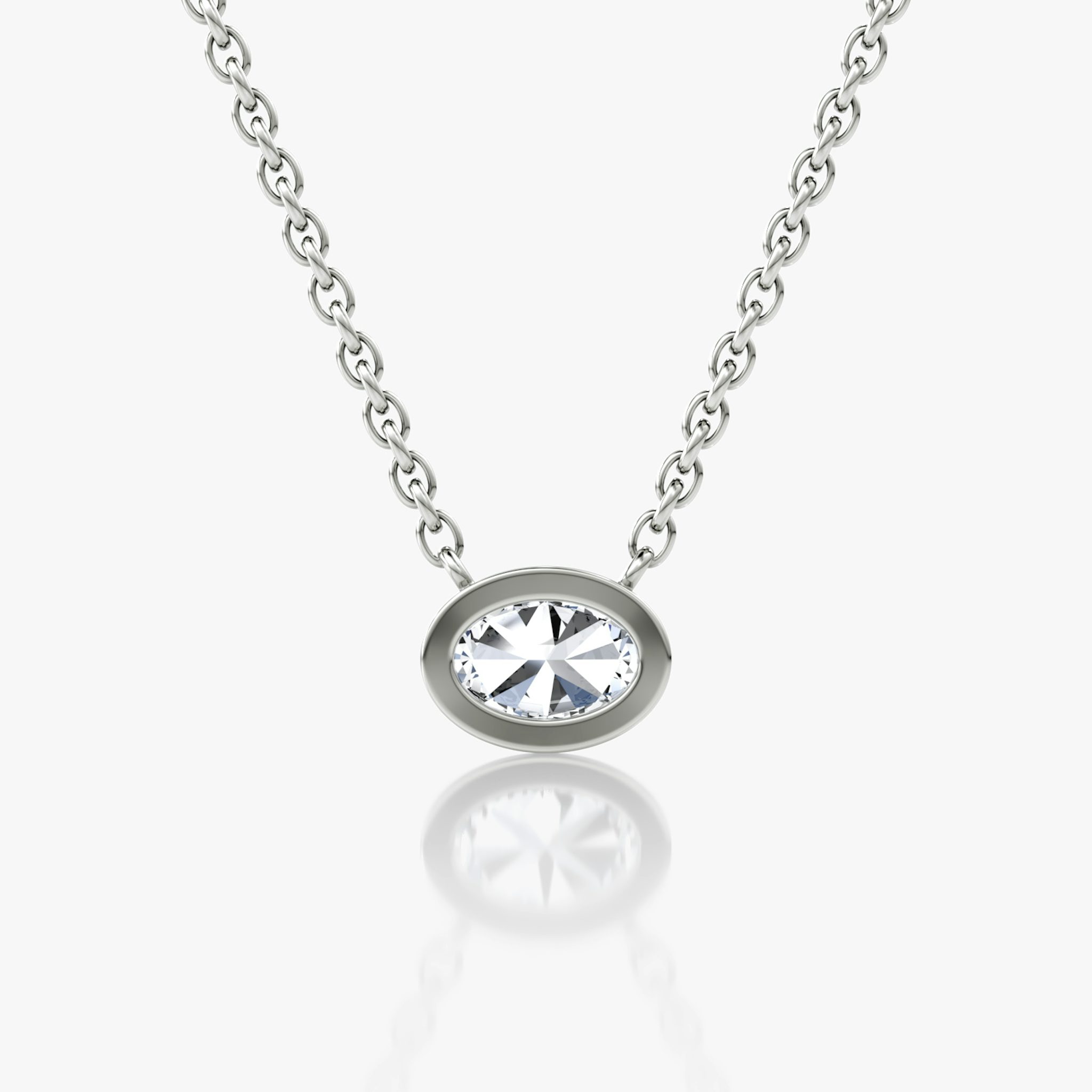 Bezel Solitaire Necklace | Oval | 14k | White Gold | caratWeight: 0.25ct