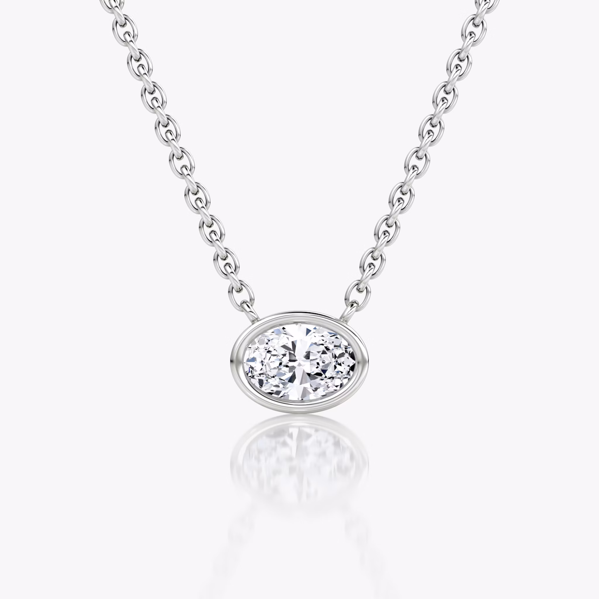Bezel Solitaire Necklace | Oval | 14k | White Gold | caratWeight: 0.25ct