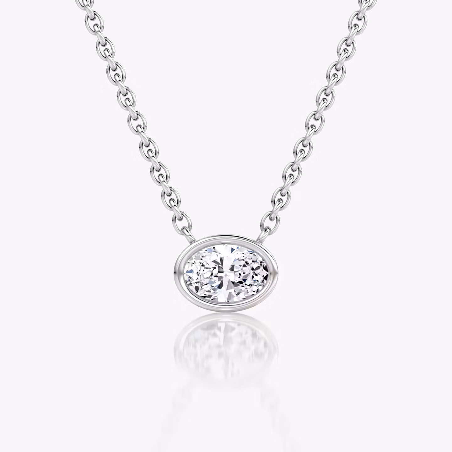 Bezel Solitaire Necklace | Oval | 14k | White Gold | caratWeight: 0.25ct