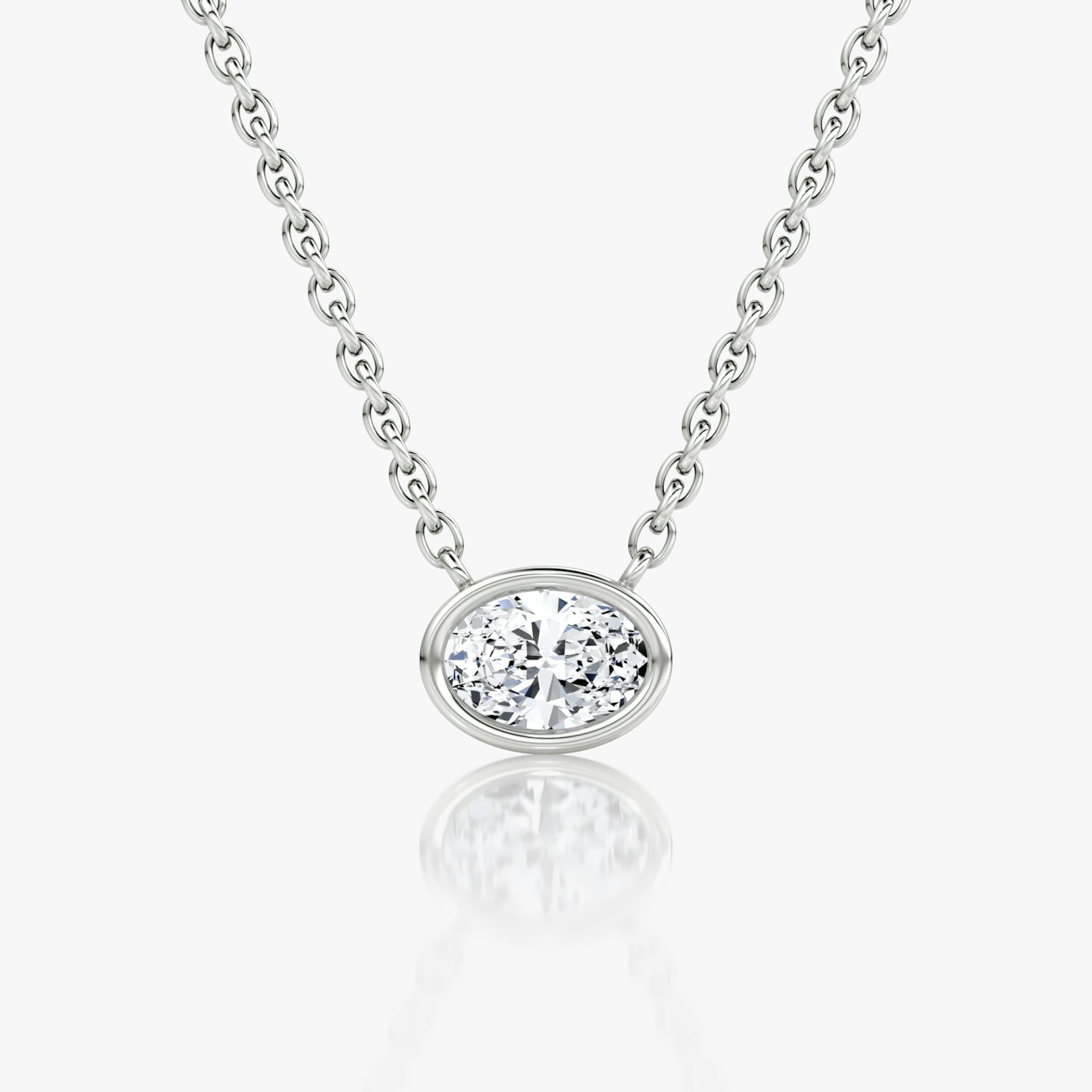 Bezel Solitaire Necklace | Oval | 14k | White Gold | caratWeight: 0.25ct