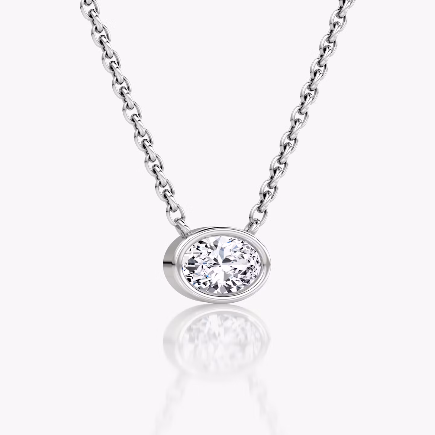 Bezel Solitaire Necklace | Oval | 14k | White Gold | caratWeight: 0.25ct