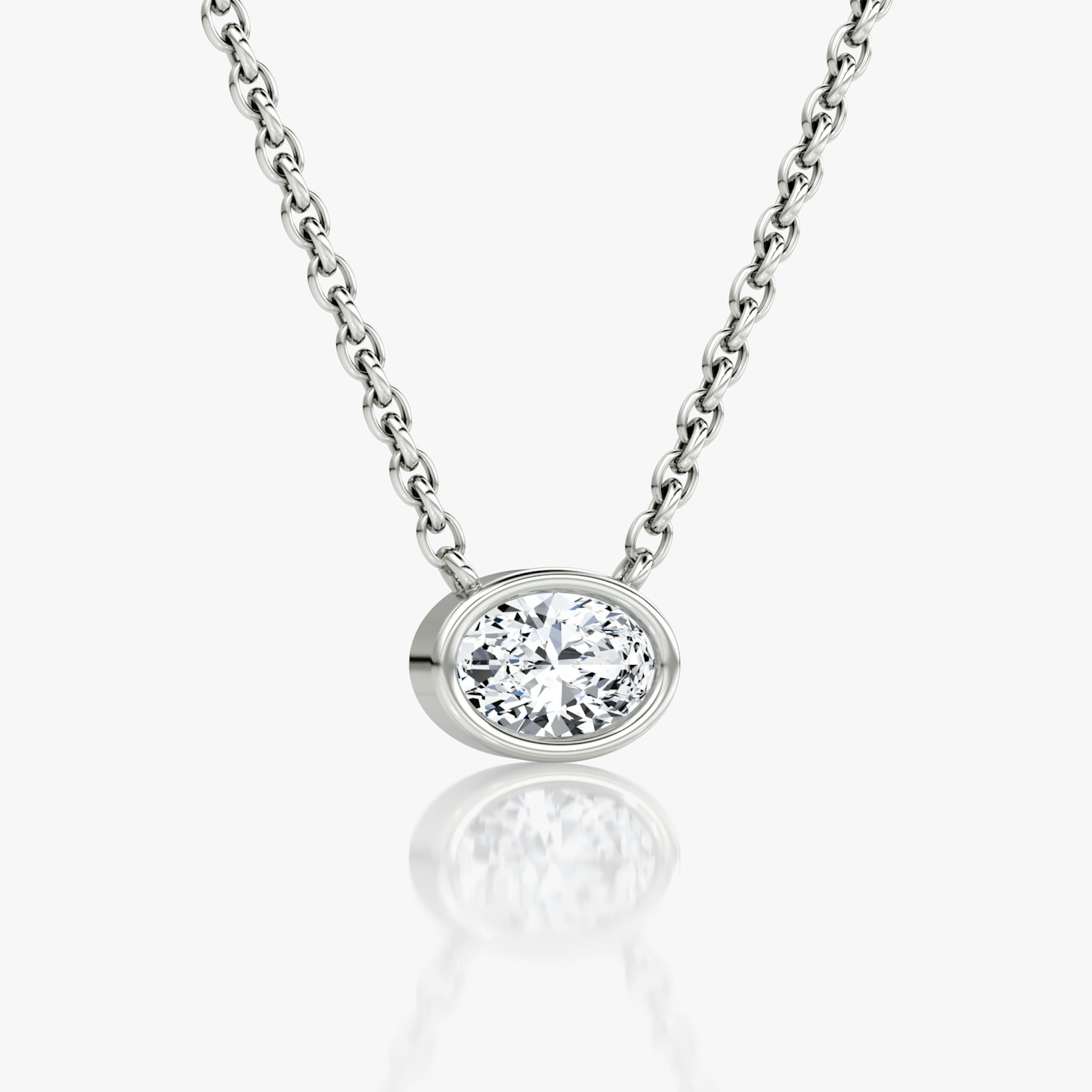 Bezel Solitaire Necklace | Oval | 14k | White Gold | caratWeight: 0.25ct
