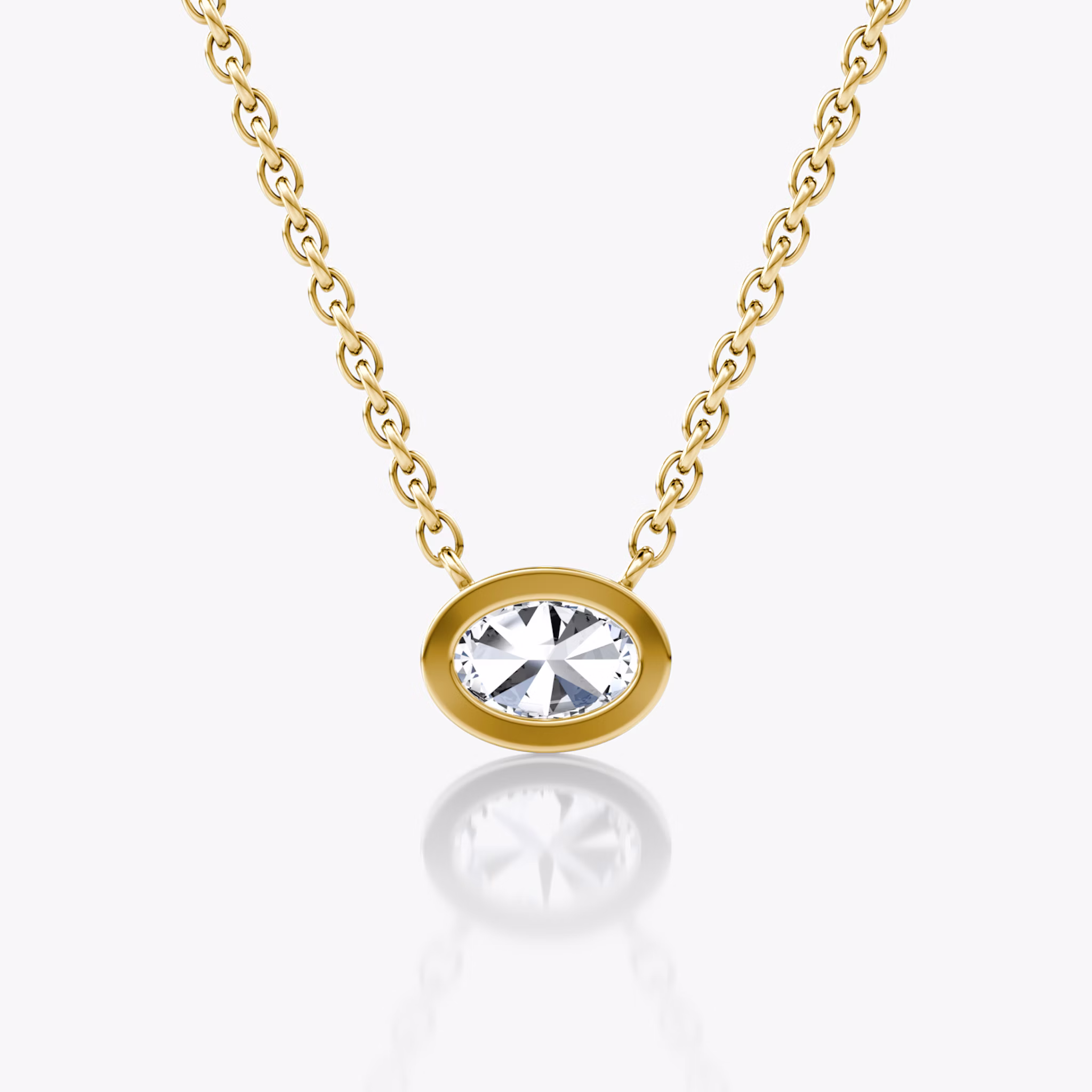 Bezel Solitaire Necklace | Oval | 14k | Yellow Gold | caratWeight: 0.25ct