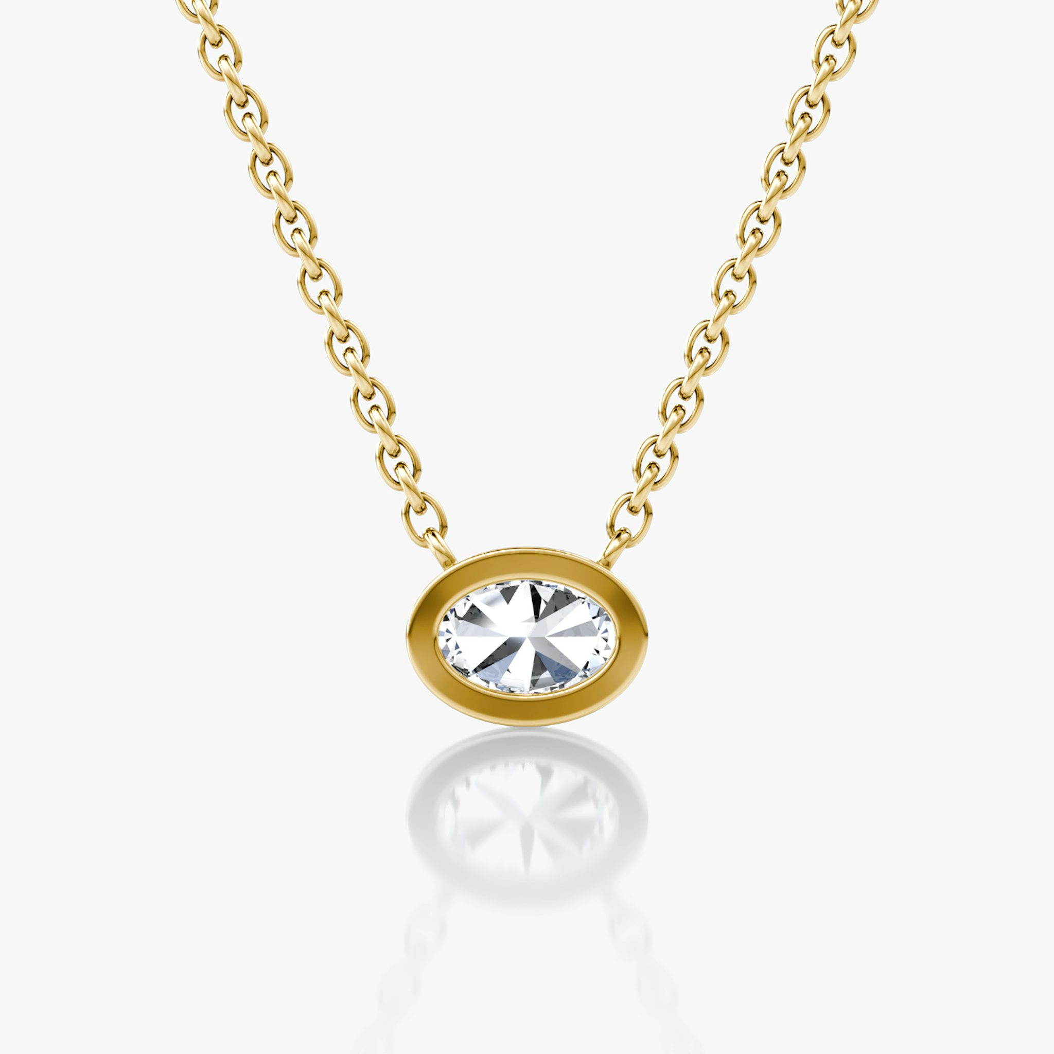 Bezel Solitaire Necklace | Oval | 14k | Yellow Gold | caratWeight: 0.25ct