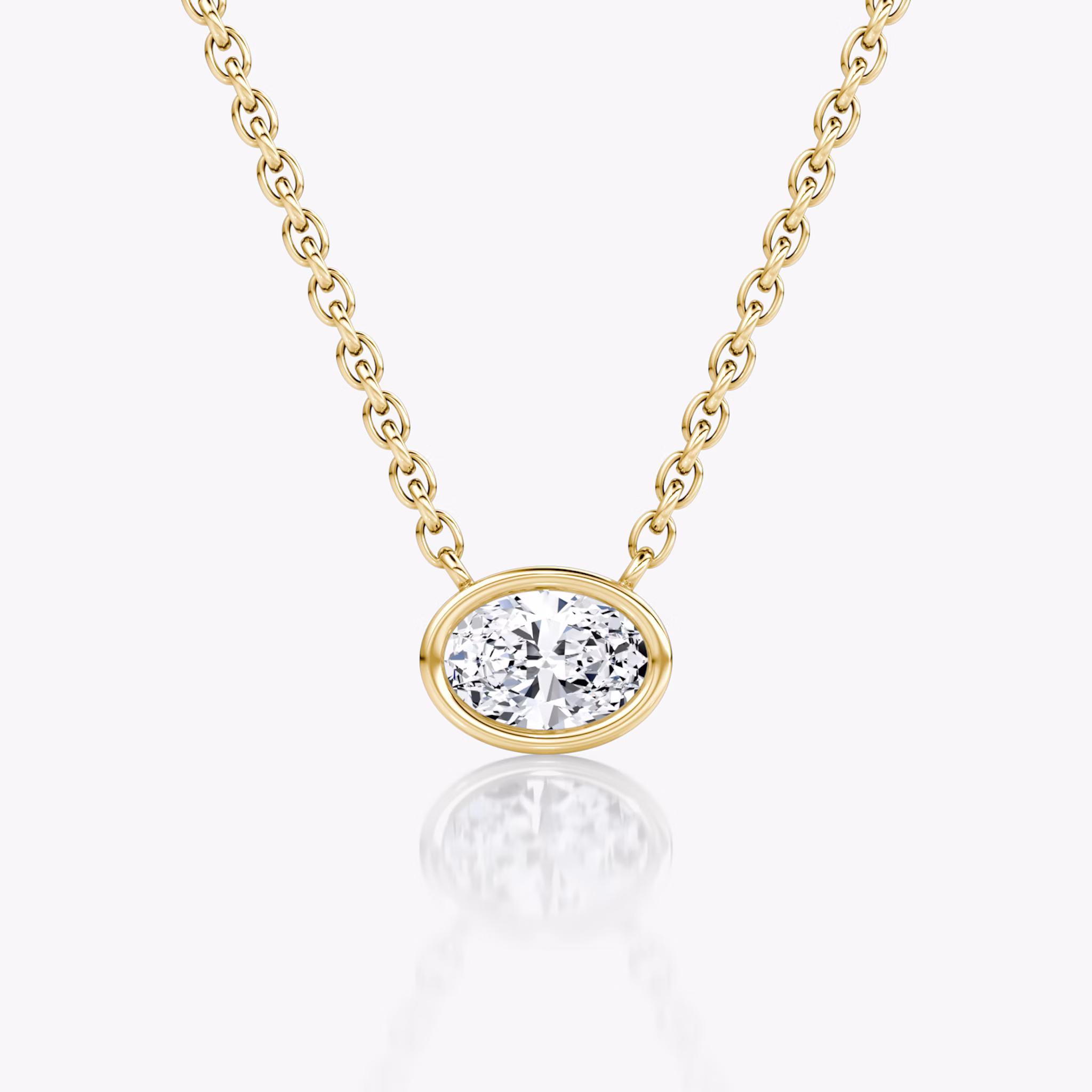 Bezel Solitaire Necklace | Oval | 14k | Yellow Gold | caratWeight: 0.25ct