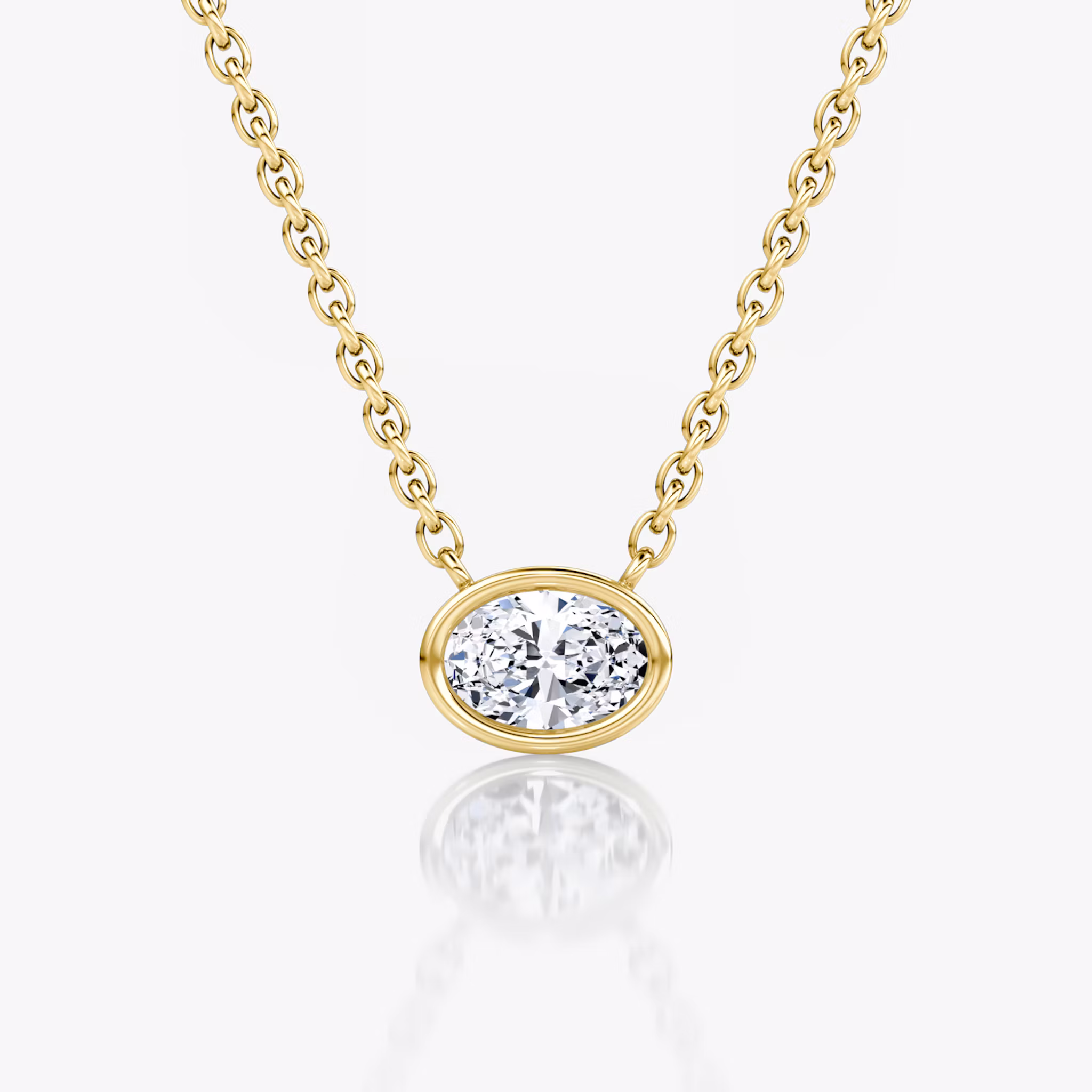 Bezel Solitaire Necklace Oval | Yellow Gold