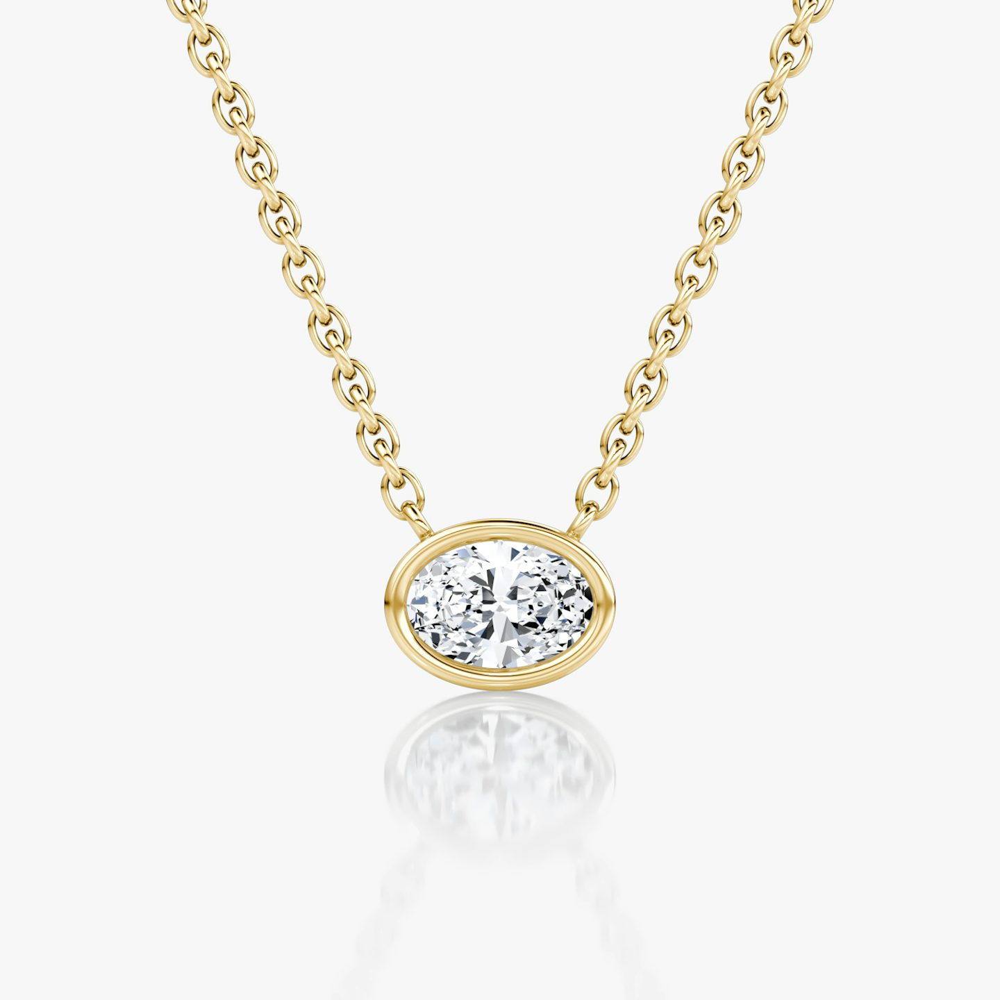 Bezel Solitaire Necklace | Oval | 14k | Yellow Gold | caratWeight: 0.25ct