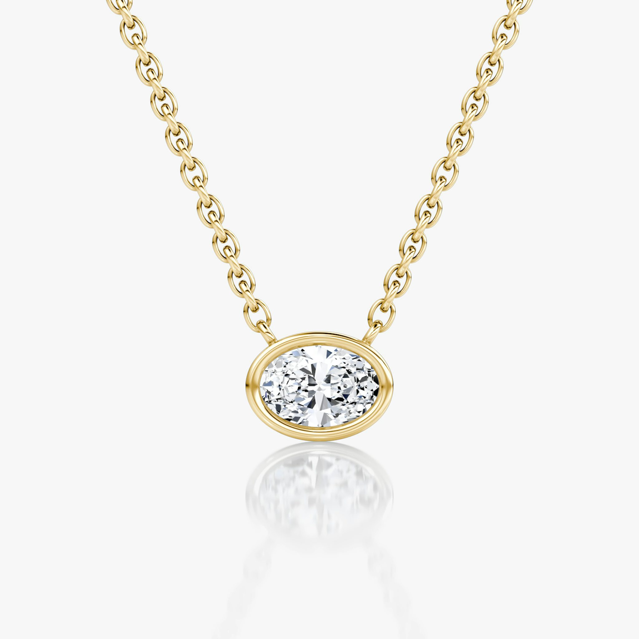 Bezel Solitaire Necklace | Oval | 14k | Yellow Gold | caratWeight: 0.25ct