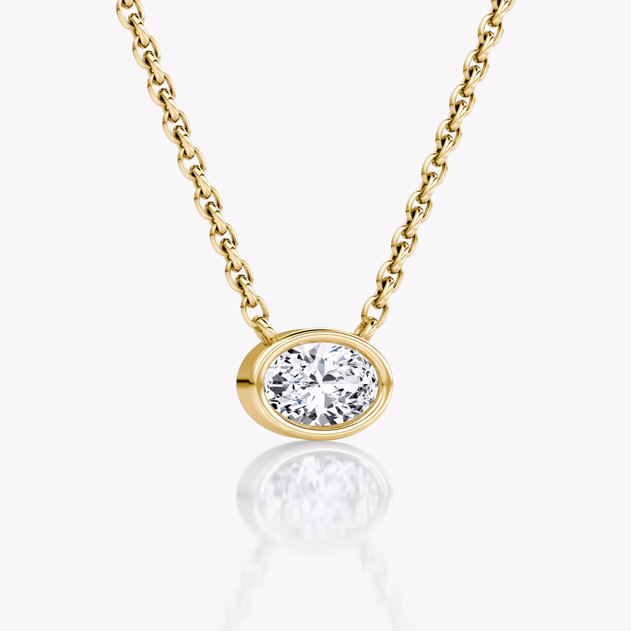 Bezel Solitaire Necklace | Oval | 14k | Yellow Gold | caratWeight: 0.25ct