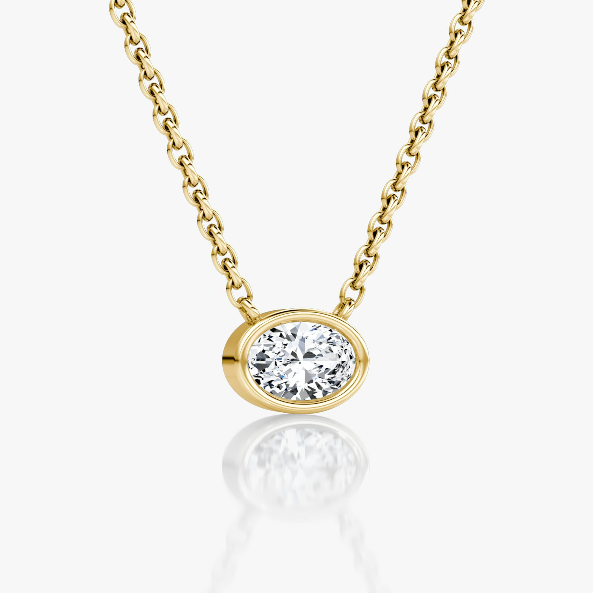 Bezel Solitaire Necklace | Oval | 14k | Yellow Gold | caratWeight: 0.25ct