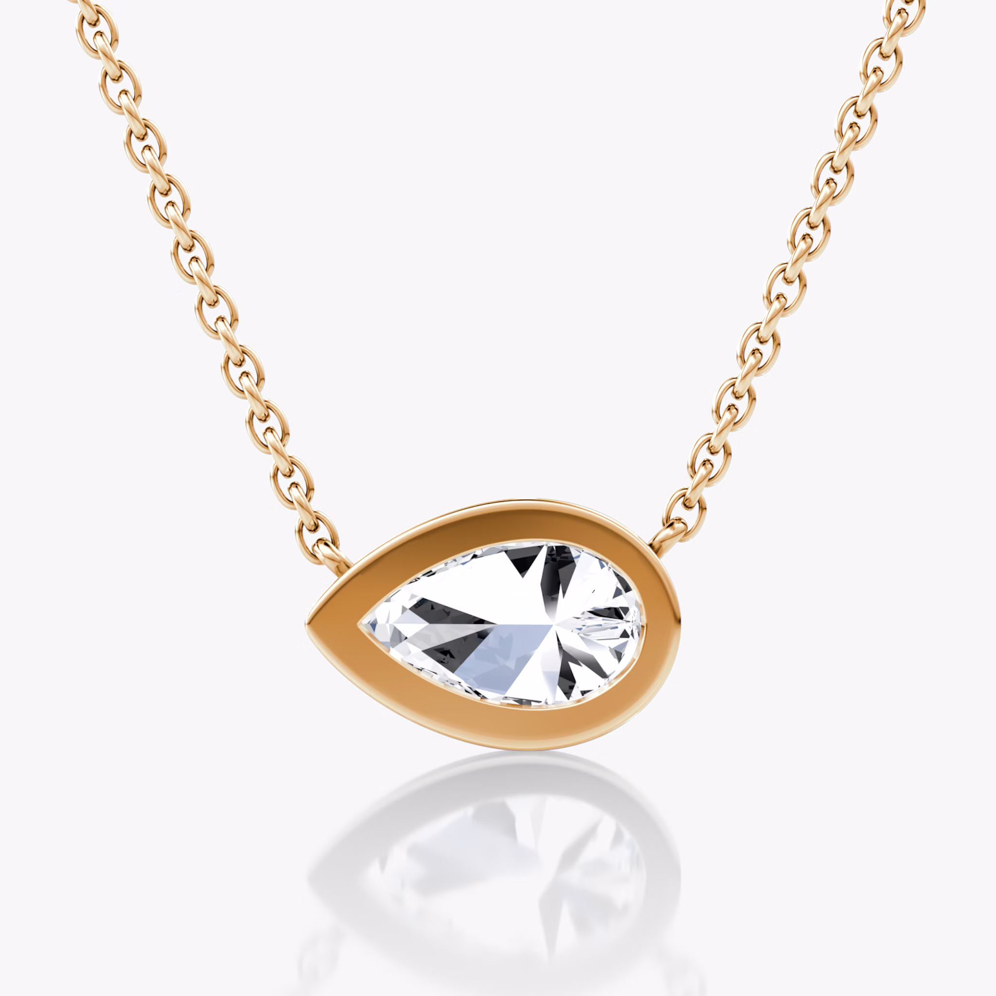 Bezel Solitaire Necklace | Pear | 14k | Rose Gold | caratWeight: other