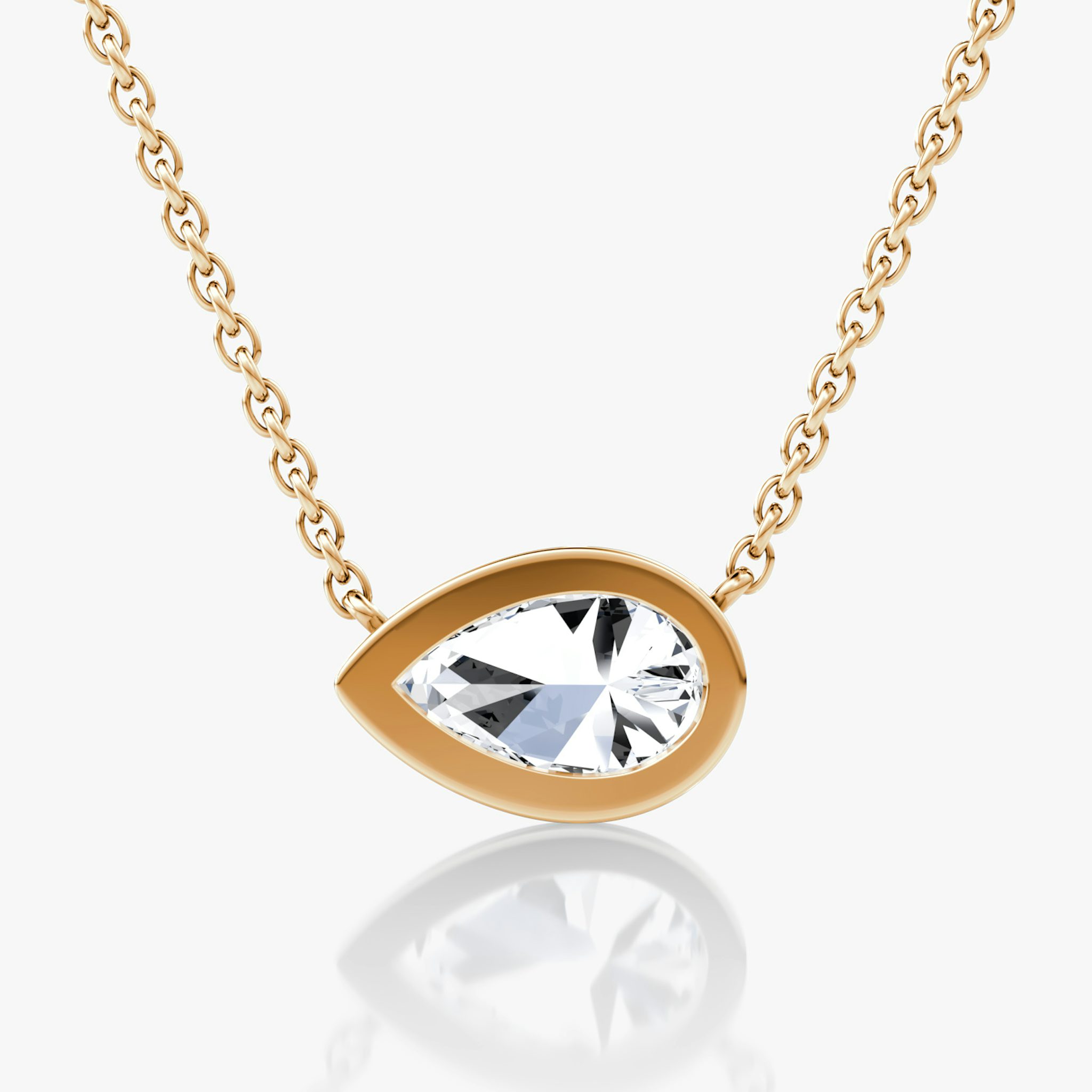 Bezel Solitaire Necklace | Pear | 14k | Rose Gold | caratWeight: other