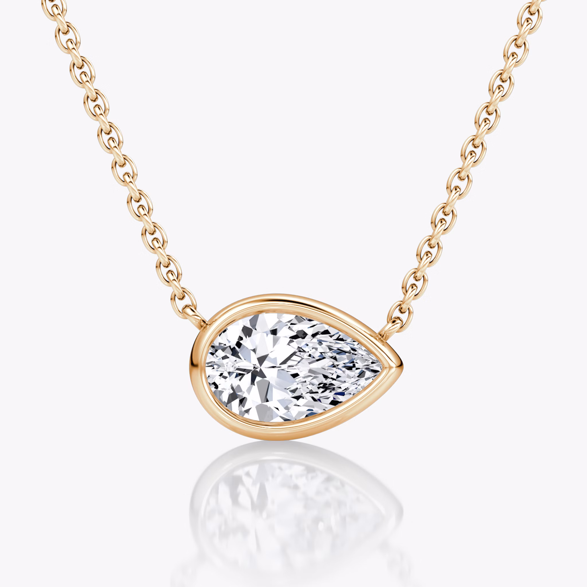 Bezel Solitaire Necklace | Pear | 14k | Rose Gold | caratWeight: other