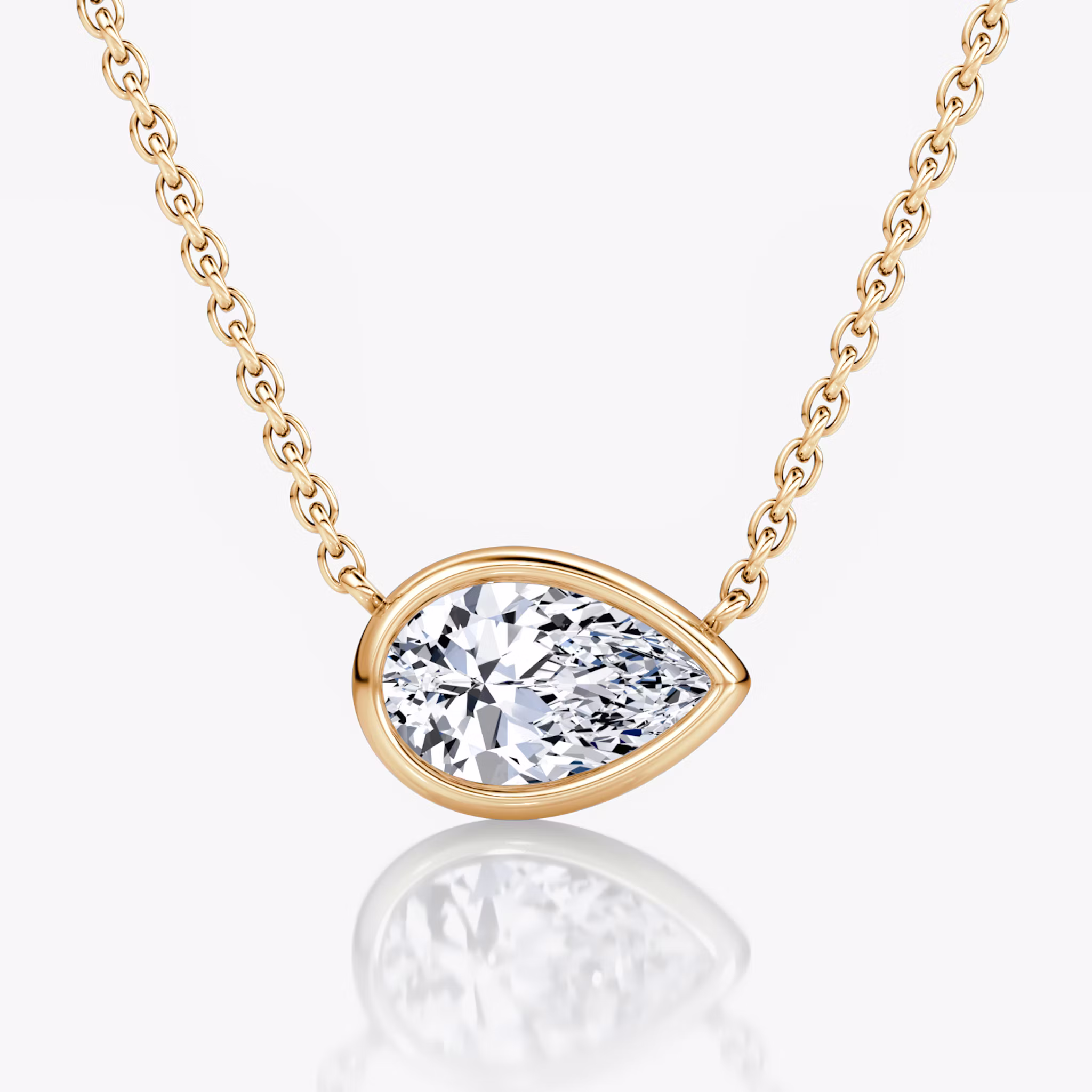 Bezel Solitaire Necklace Pear | Rose Gold