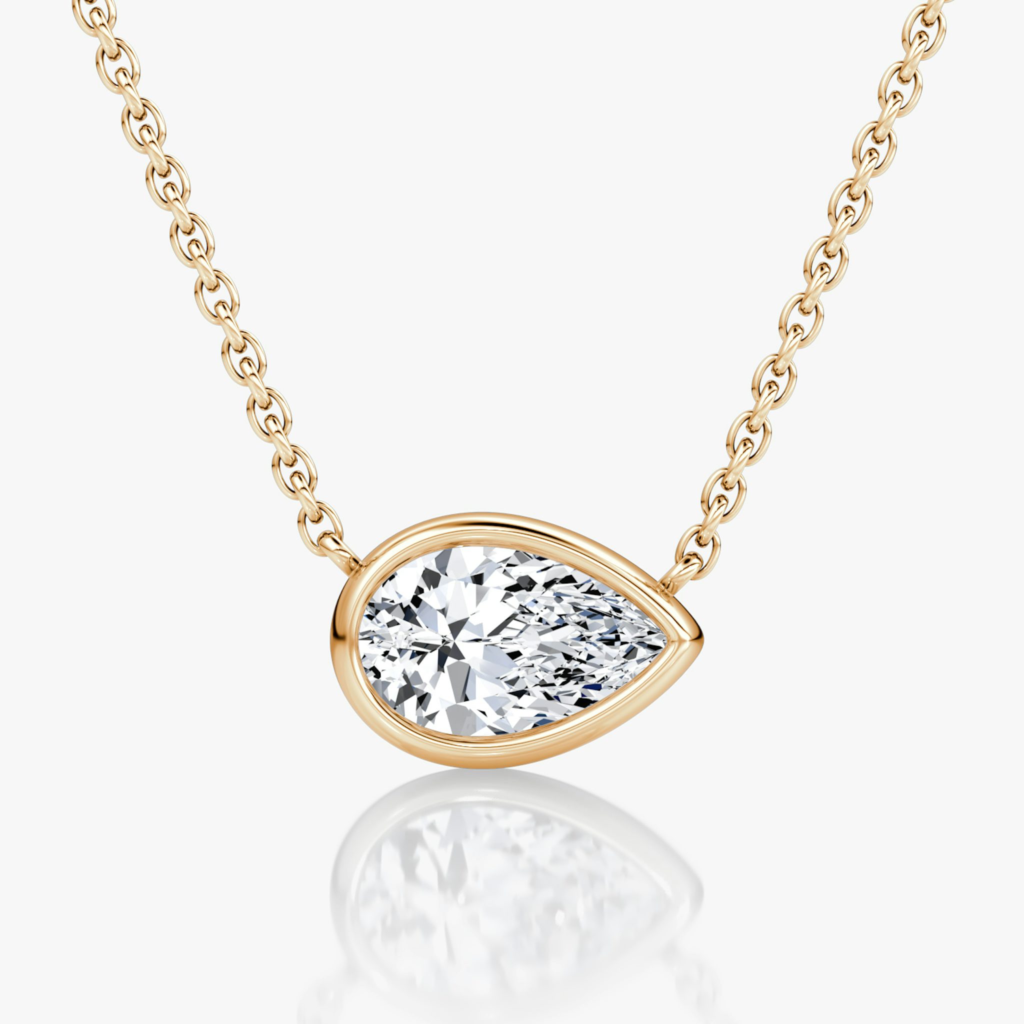 Bezel Solitaire Necklace | Pear | 14k | Rose Gold | caratWeight: other