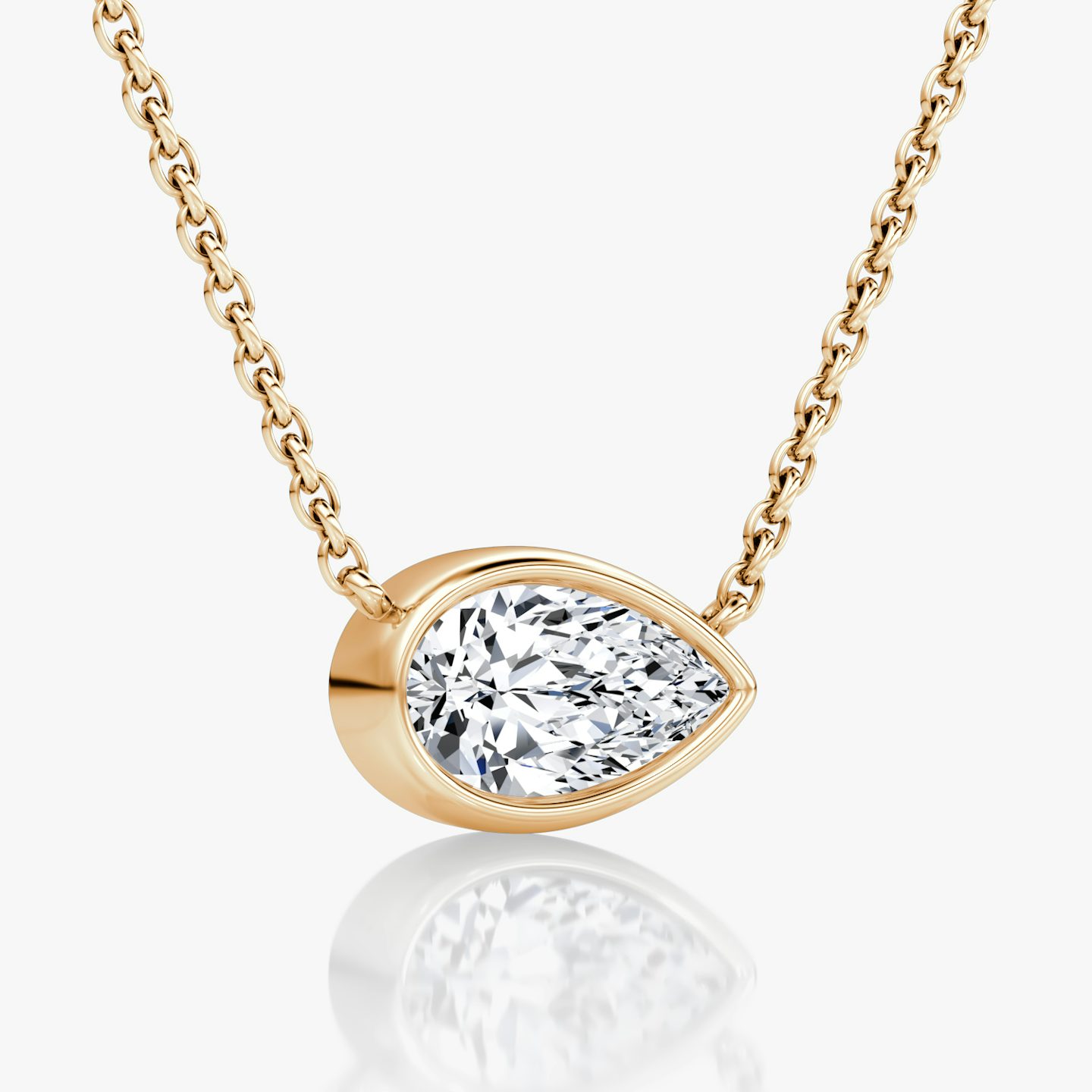 Bezel Solitaire Necklace | Pear | 14k | Rose Gold | caratWeight: other